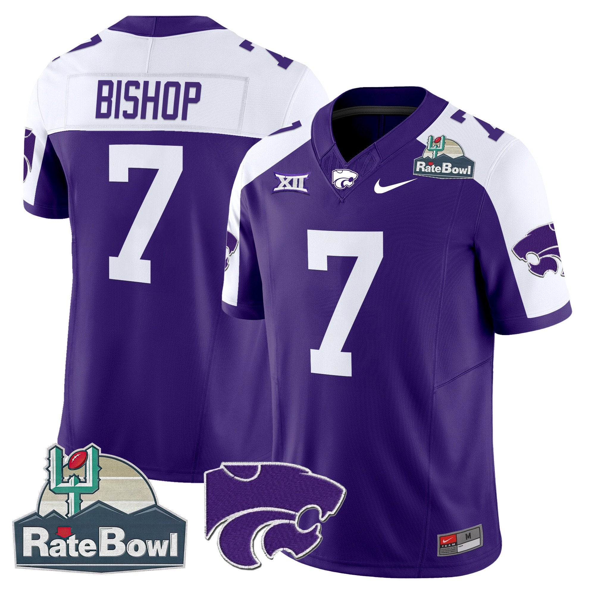 Men Kansas State Wildcats 2025 Rate Bowl Patch Vapor Limited Jersey - All Stitched