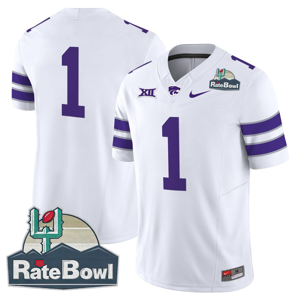 Men Kansas State Wildcats 2025 Rate Bowl Patch Vapor Limited Jersey - All Stitched