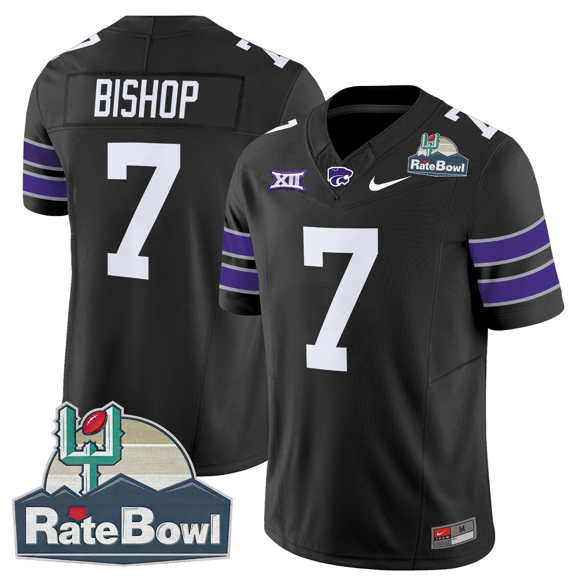 Men Kansas State Wildcats 2025 Rate Bowl Patch Vapor Limited Jersey - All Stitched