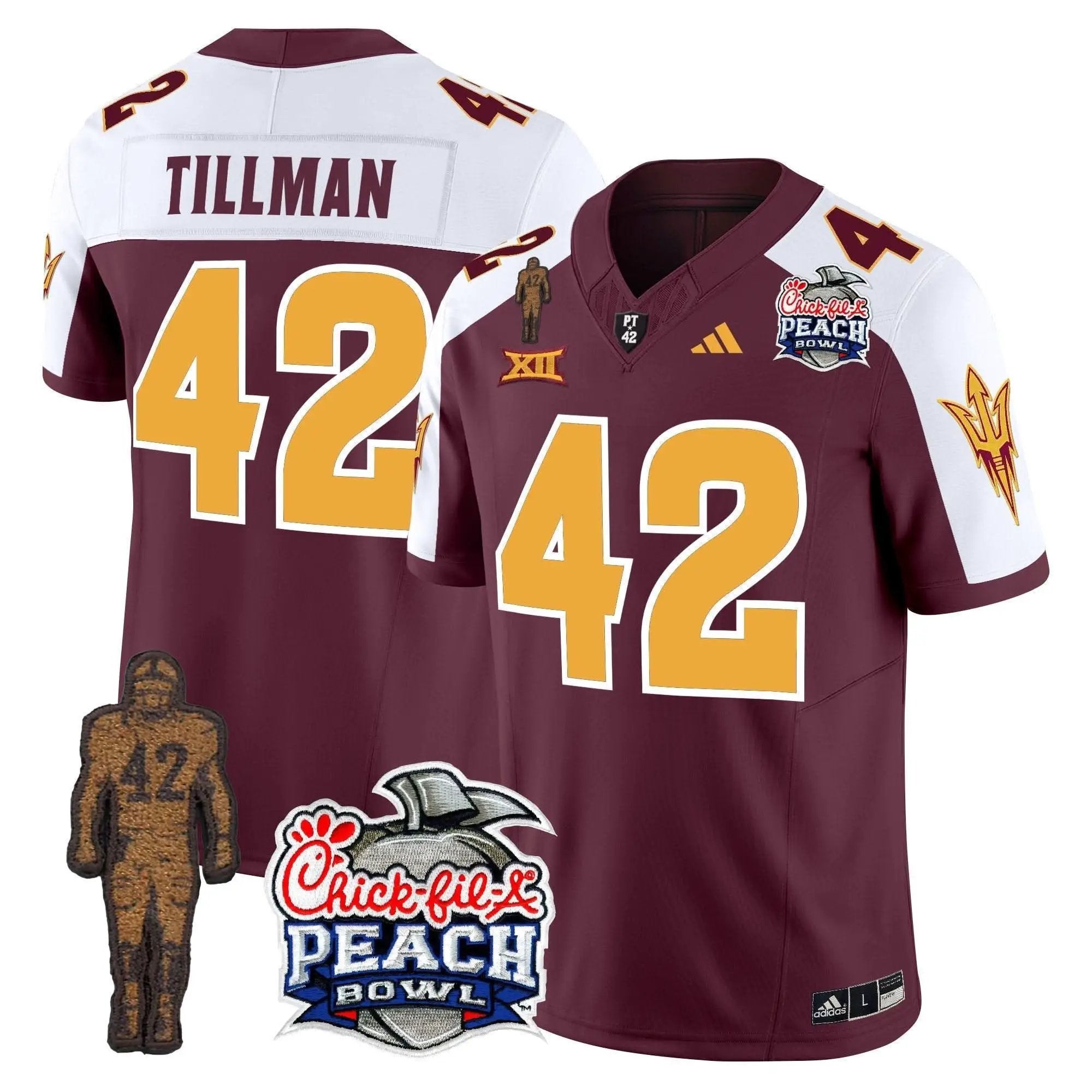 Men Arizona State Sun Devils Pat Tillman & Peach Bowl Patch Vapor Limited Jersey
