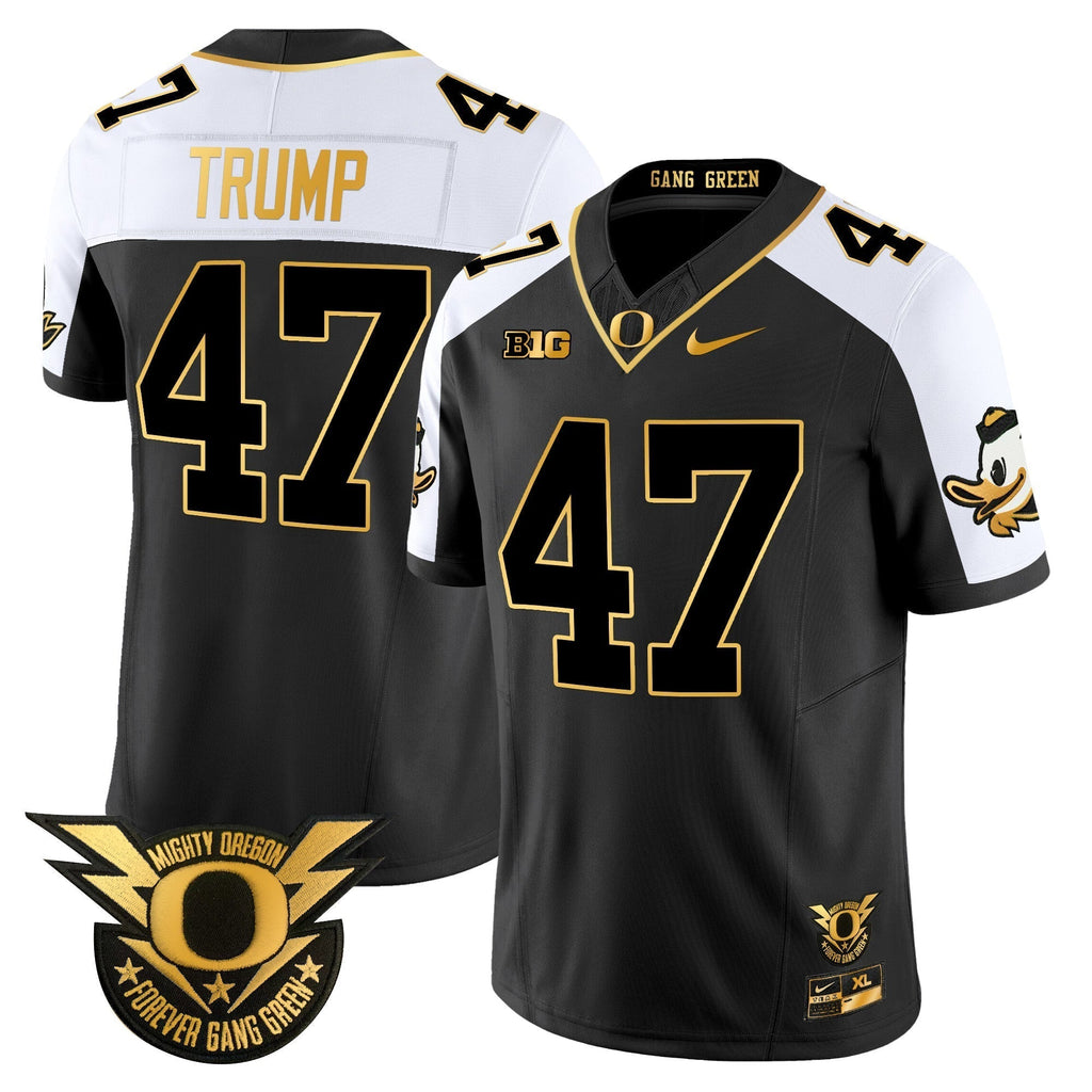 Men Oregon Ducks 2024 Forever Gang Green & BIG Patch Gold Vapor Limited Jersey - All Stitched