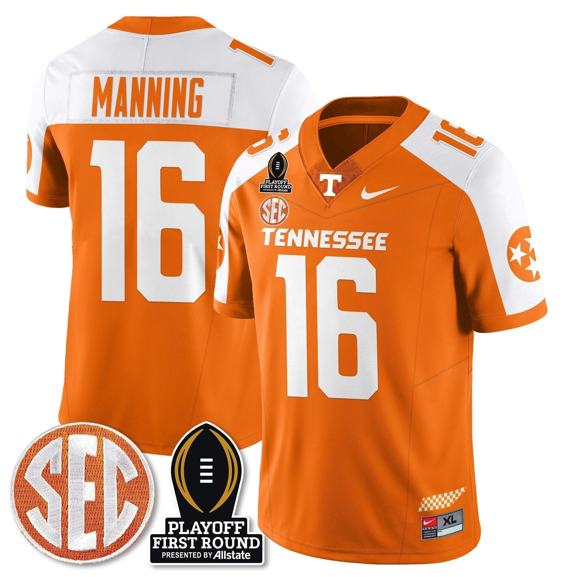 Men Tennessee Volunteers Football Jersey - Playoff First Round Patch - All Stitched