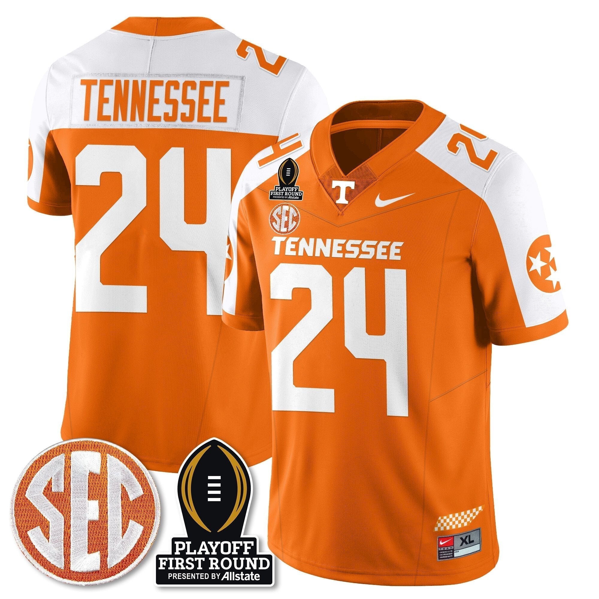 Men Tennessee Volunteers Football Jersey - Playoff First Round Patch - All Stitched