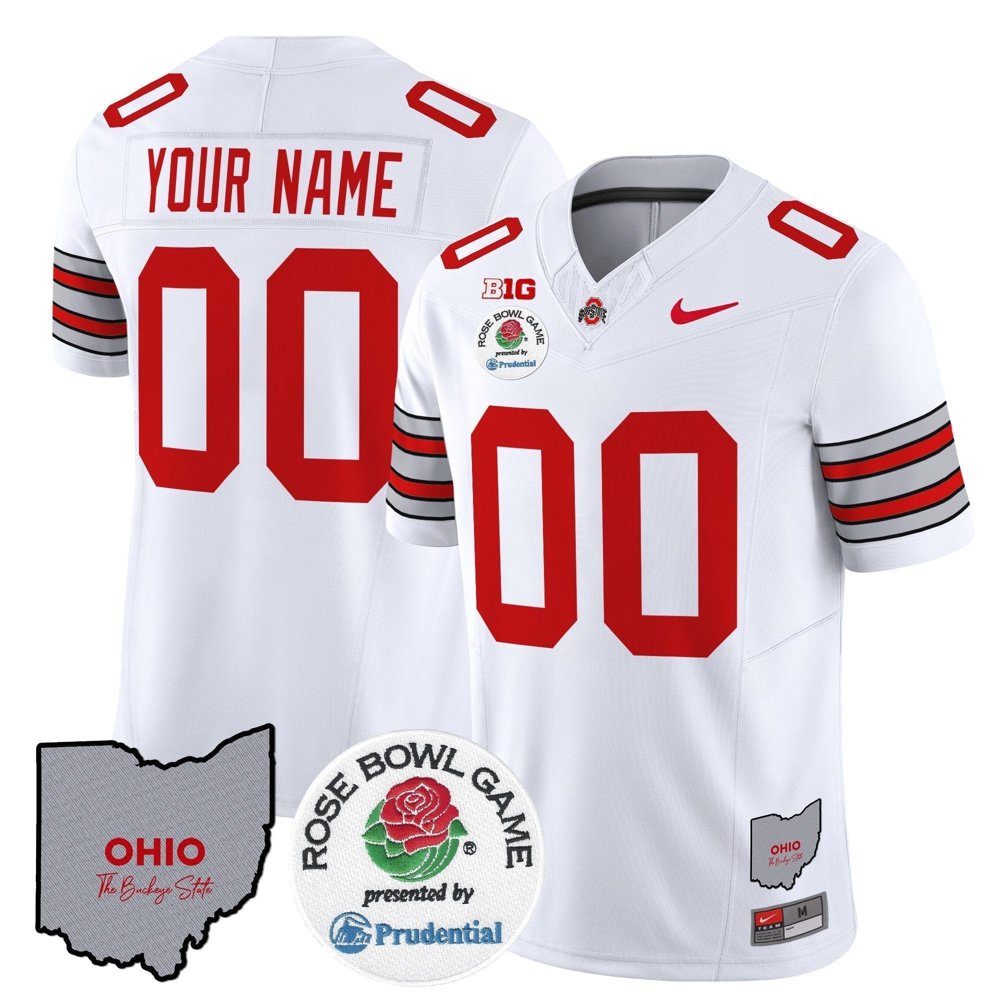 Custom Ohio State Buckeyes 'Heritage Stripe' Rose Bowl Vapor Limited Jersey - All Stitched