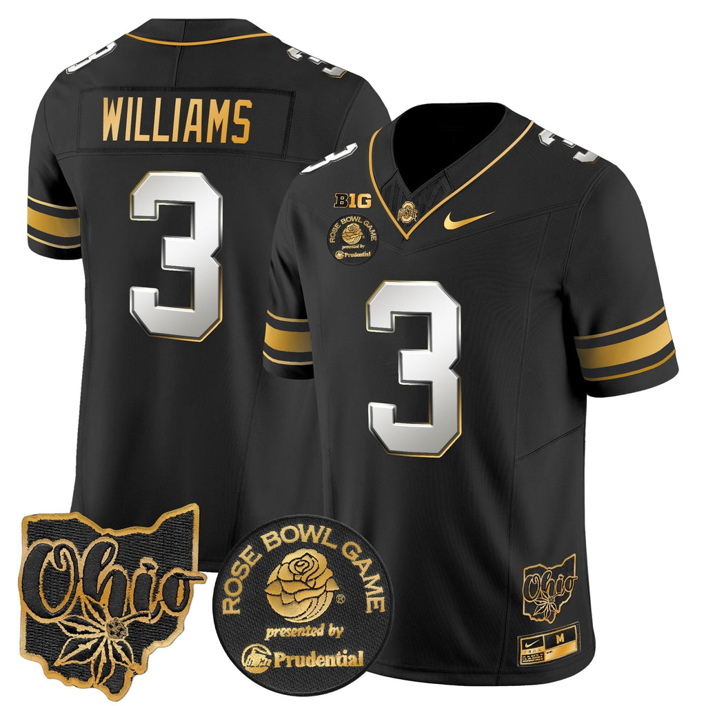 Men Ohio State Buckeyes Rose Bowl Gold Vapor Limited Jersey - All Stitched