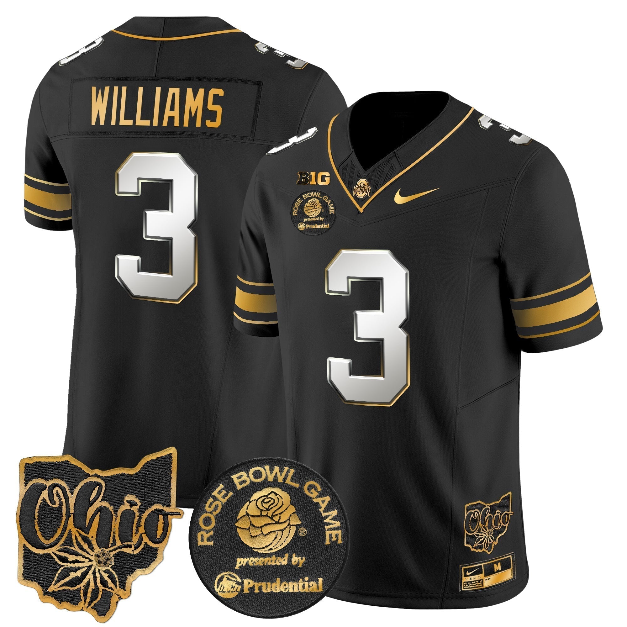 Men Ohio State Buckeyes Rose Bowl Gold Vapor Limited Jersey - All Stitched