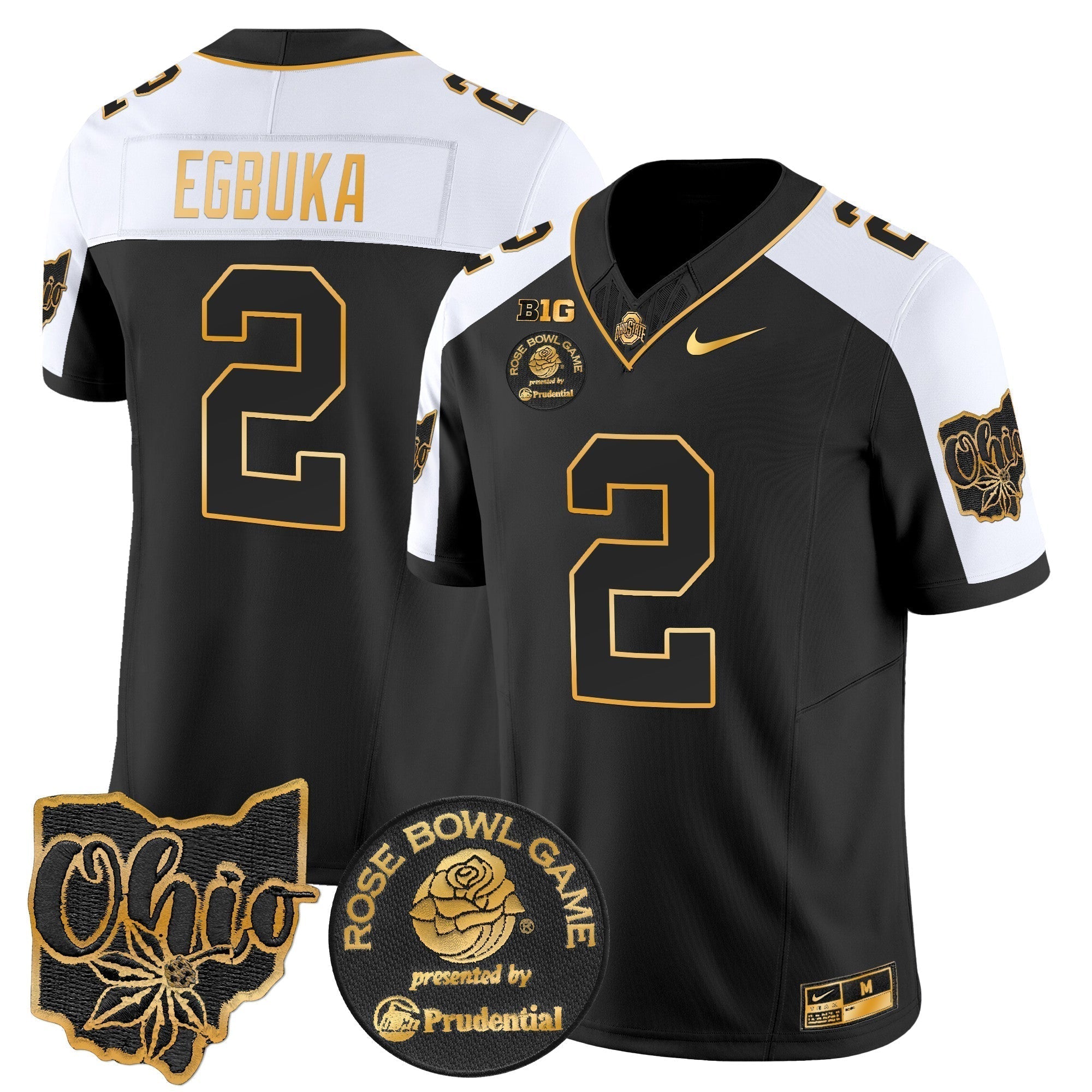 Men Ohio State Buckeyes Rose Bowl Gold Vapor Limited Jersey - All Stitched