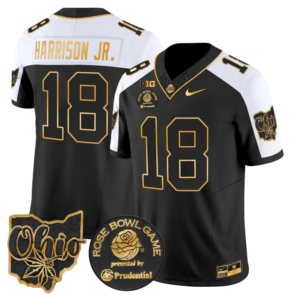 Men Ohio State Buckeyes Rose Bowl Gold Vapor Limited Jersey - All Stitched