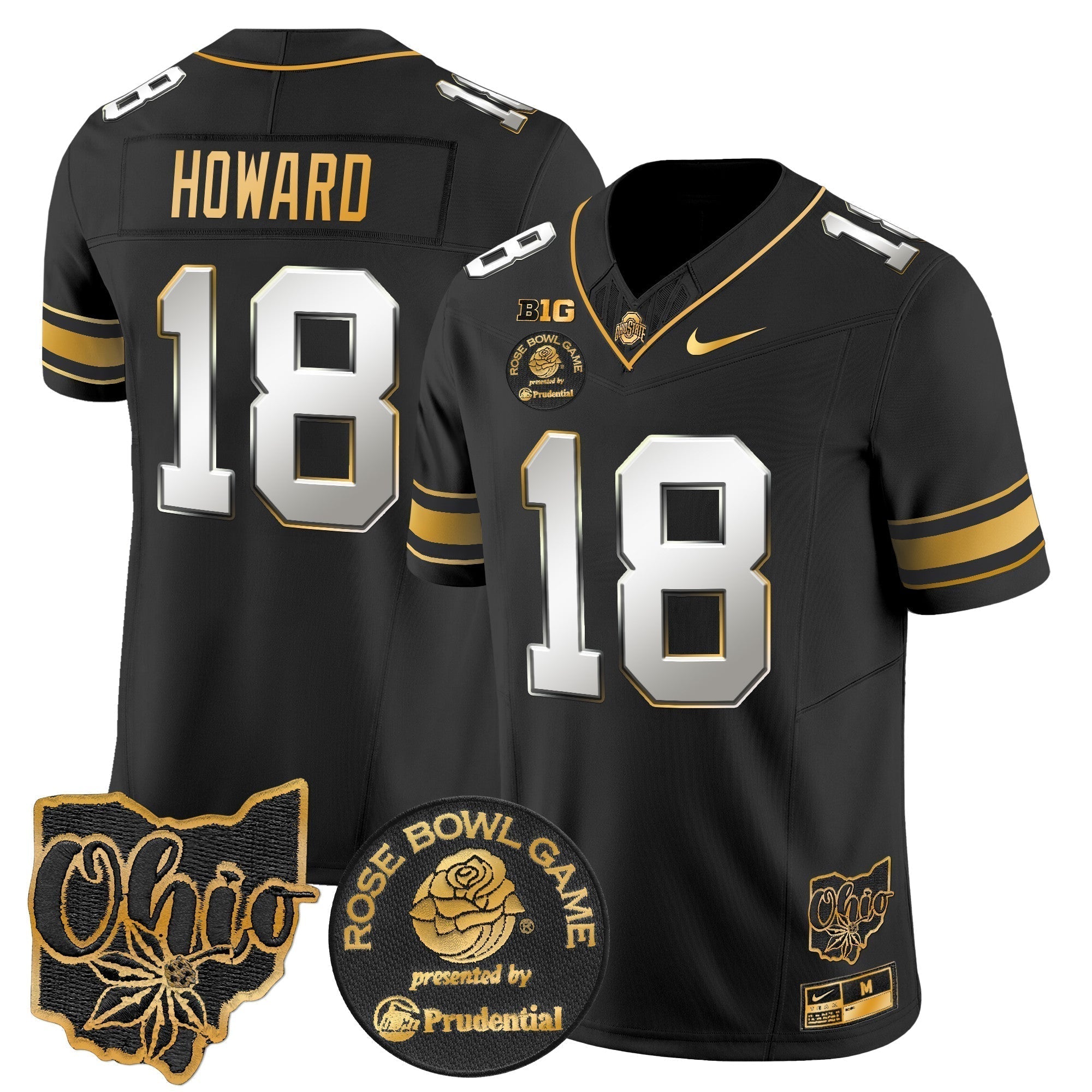 Men Ohio State Buckeyes Rose Bowl Gold Vapor Limited Jersey - All Stitched