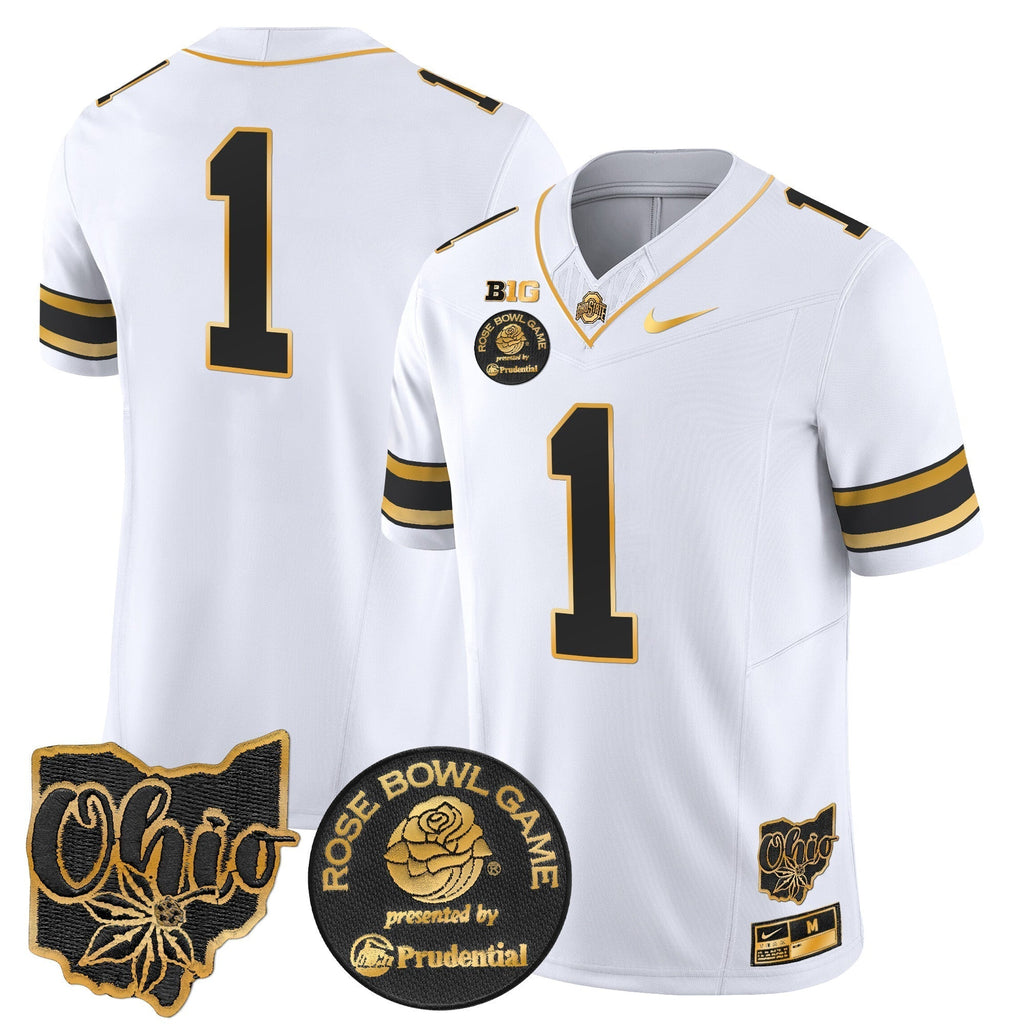 Men Ohio State Buckeyes Rose Bowl Gold Vapor Limited Jersey - All Stitched