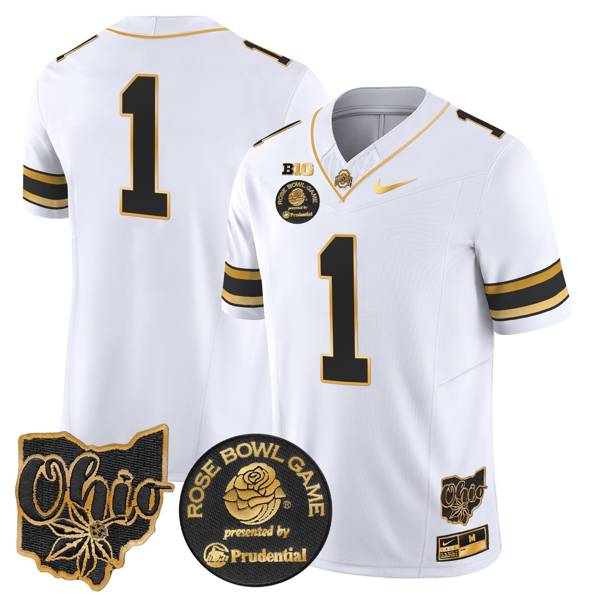 Men Ohio State Buckeyes Rose Bowl Gold Vapor Limited Jersey - All Stitched