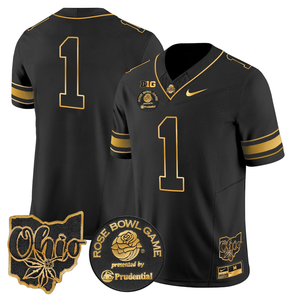 Men Ohio State Buckeyes Rose Bowl Gold Vapor Limited Jersey - All Stitched