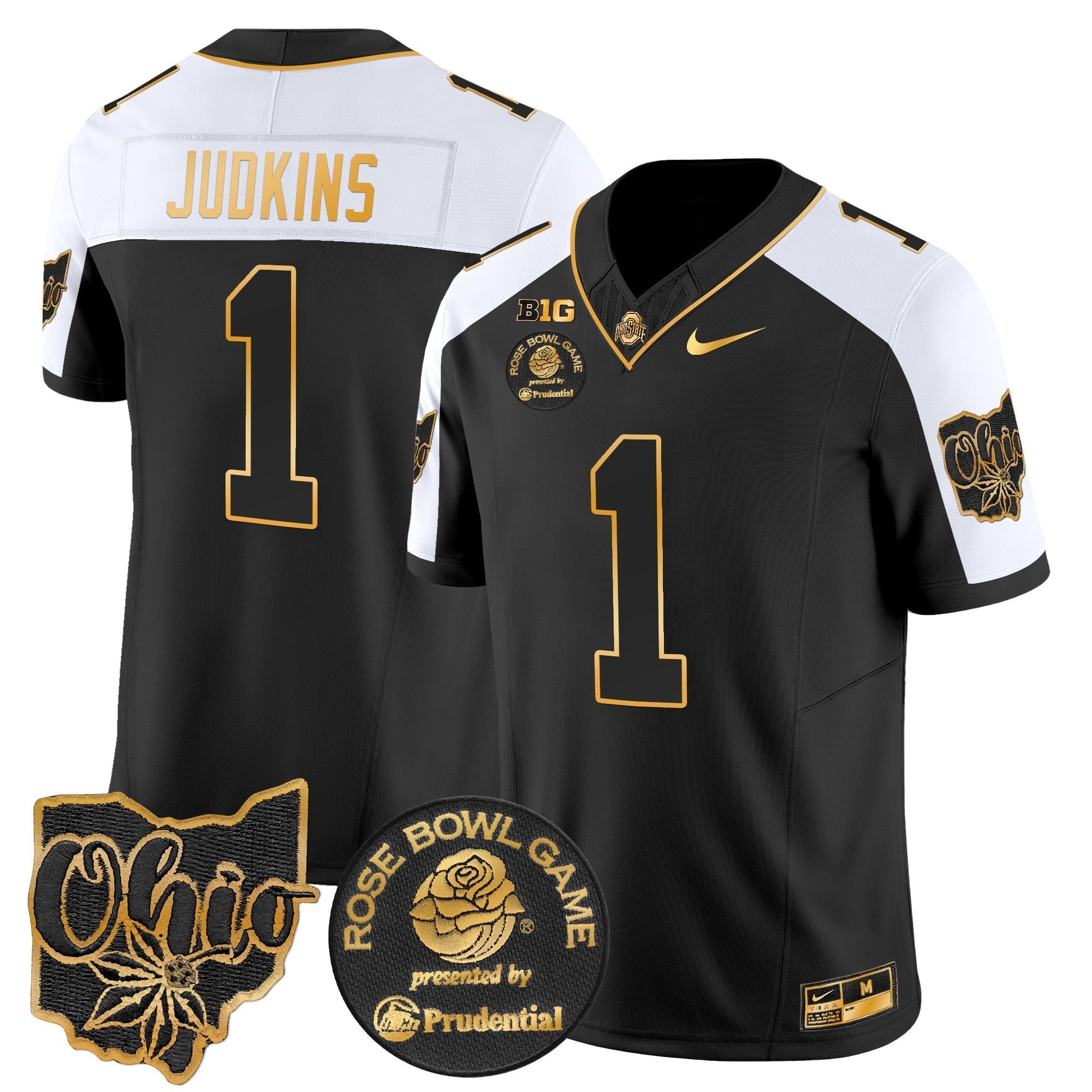 Men Ohio State Buckeyes Rose Bowl Gold Vapor Limited Jersey - All Stitched