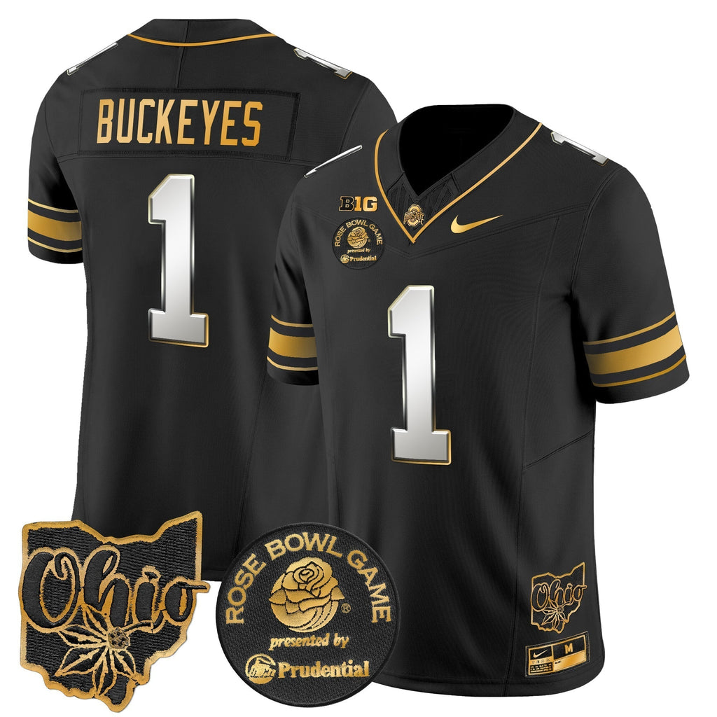 Men Ohio State Buckeyes Rose Bowl Gold Vapor Limited Jersey - All Stitched