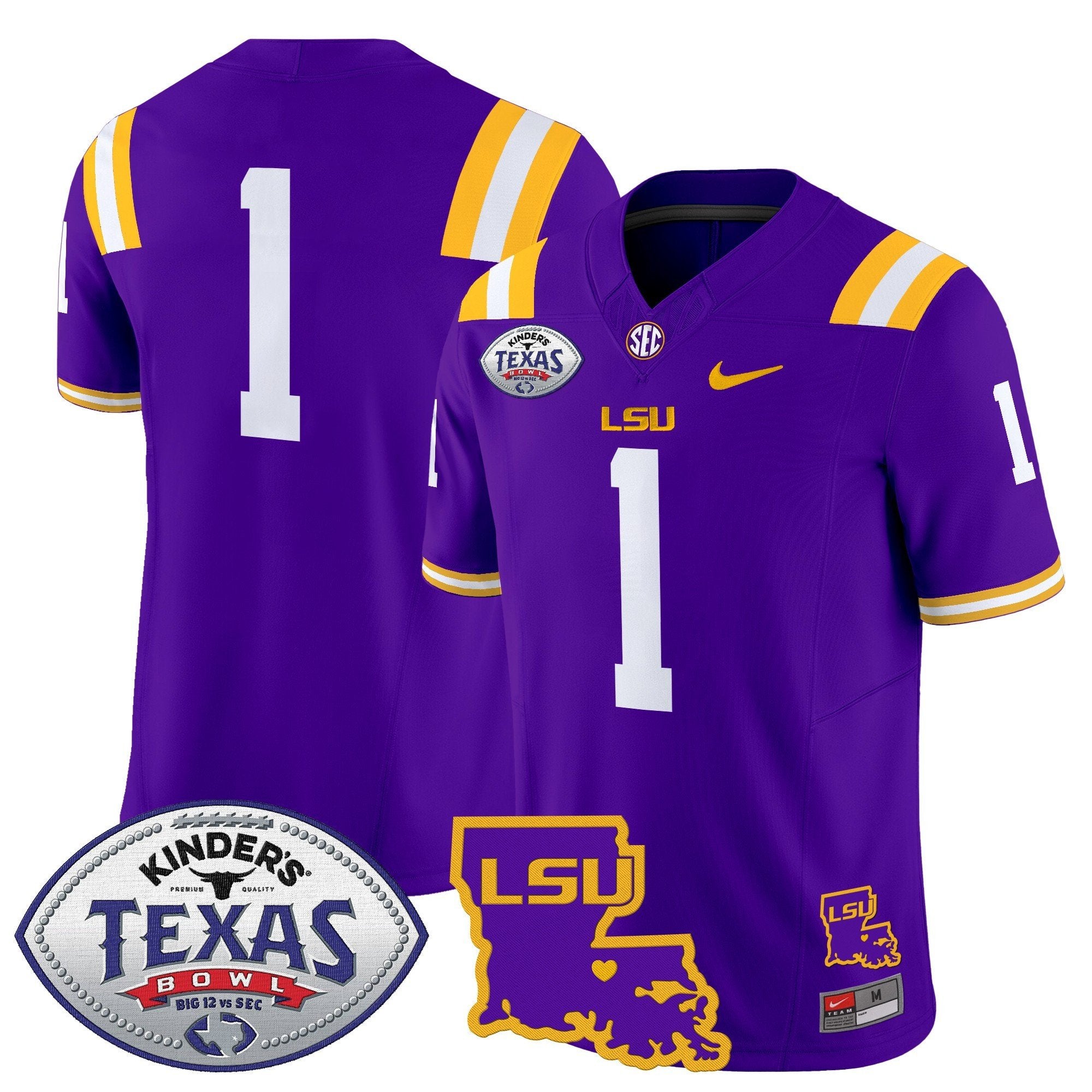 Men LSU Tigers 2024 Texas Bowl Patch Vapor Limited Jersey - All Stitched