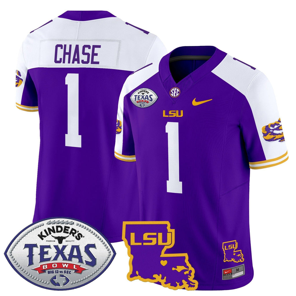 Men LSU Tigers 2024 Texas Bowl Patch Vapor Limited Jersey - All Stitched