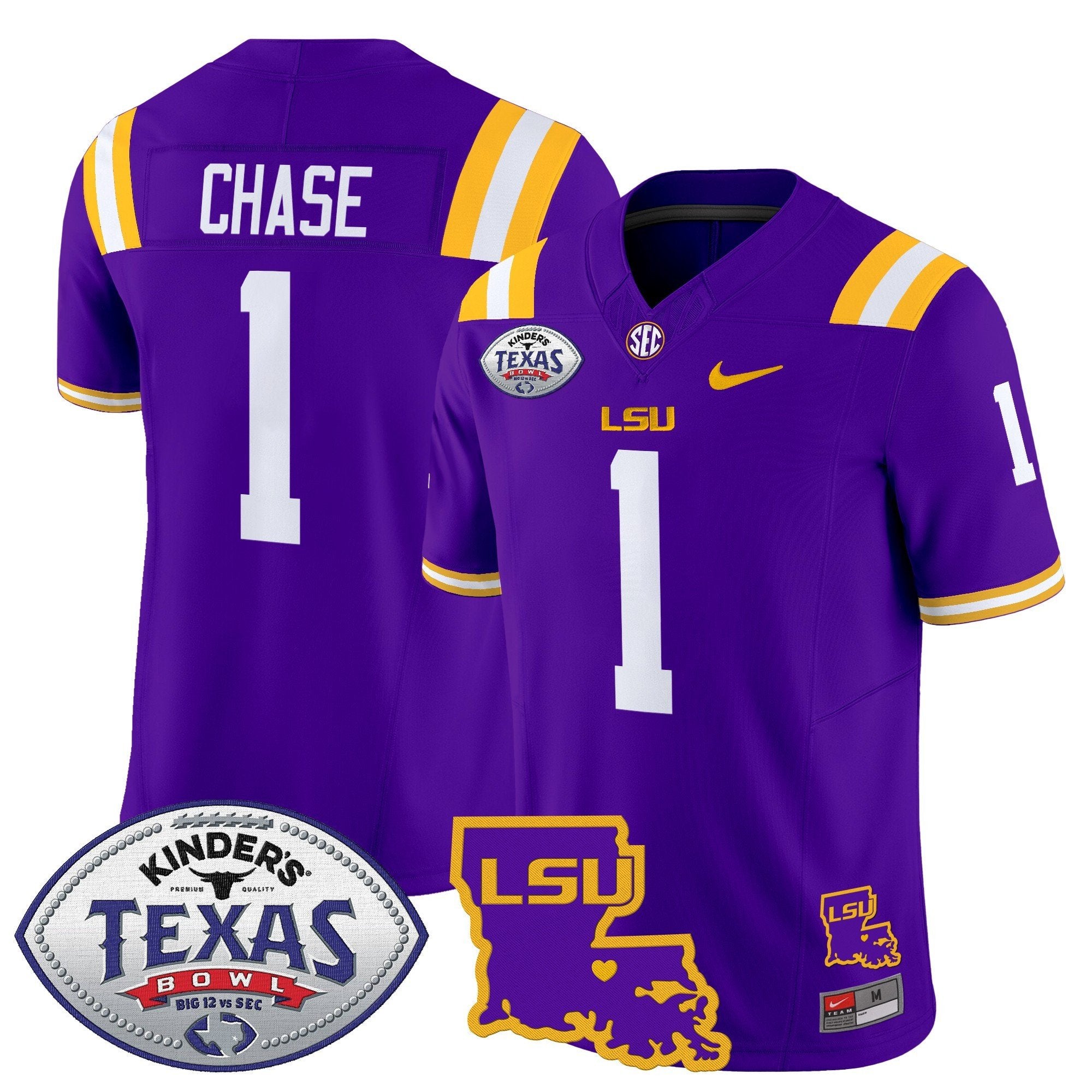 Men LSU Tigers 2024 Texas Bowl Patch Vapor Limited Jersey - All Stitched