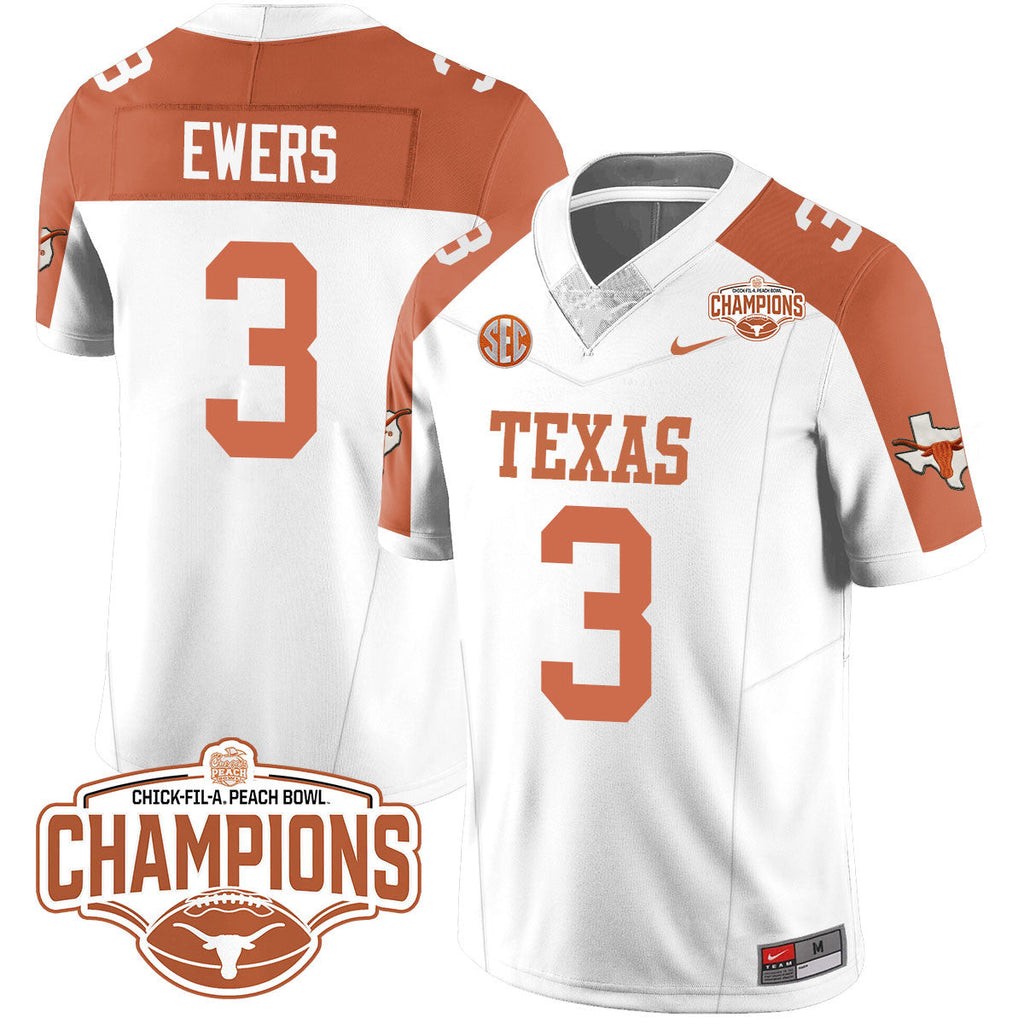 Men Texas Longhorns 2024 Peach Bowl Champions Jersey - All Stitched