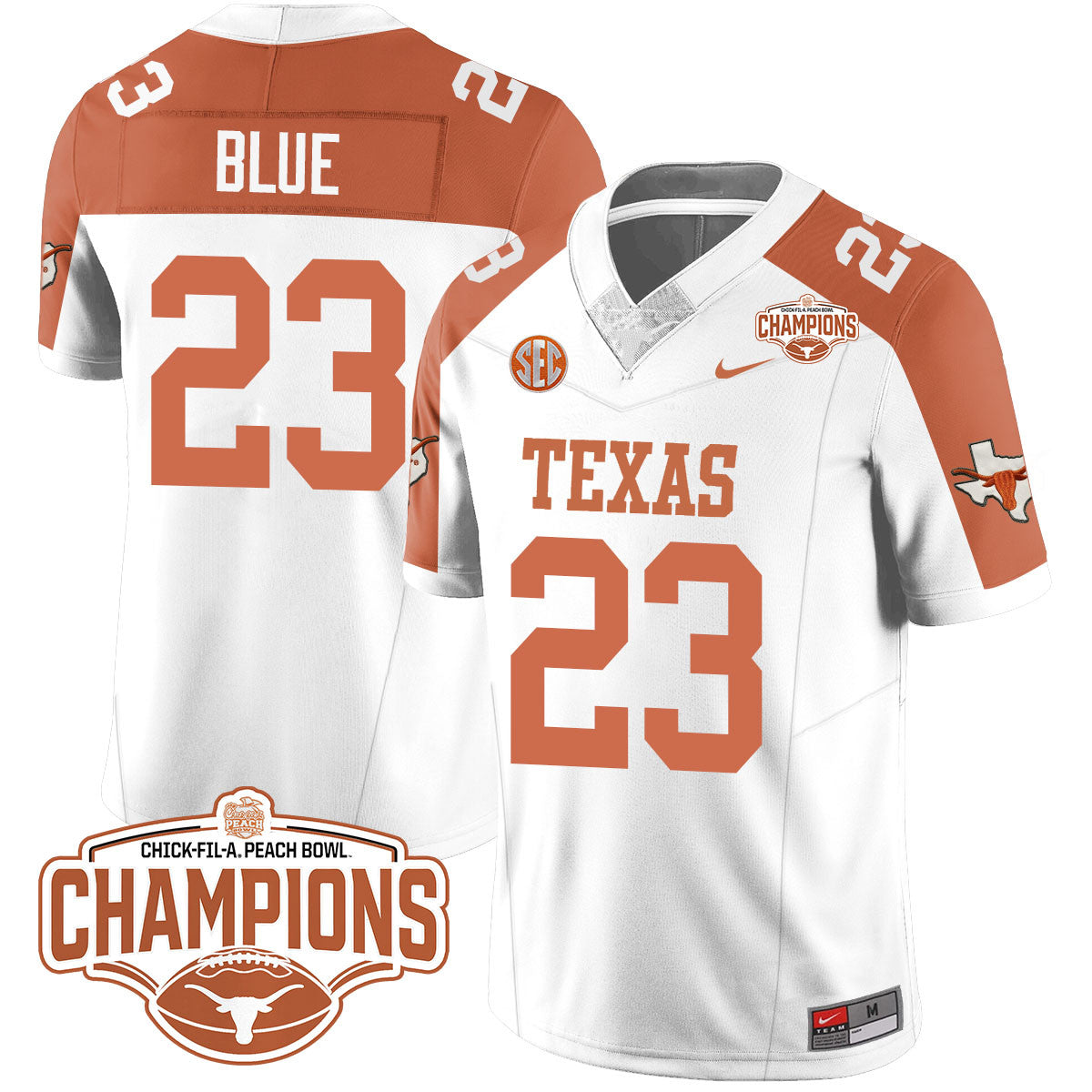 Men Texas Longhorns 2024 Peach Bowl Champions Jersey - All Stitched