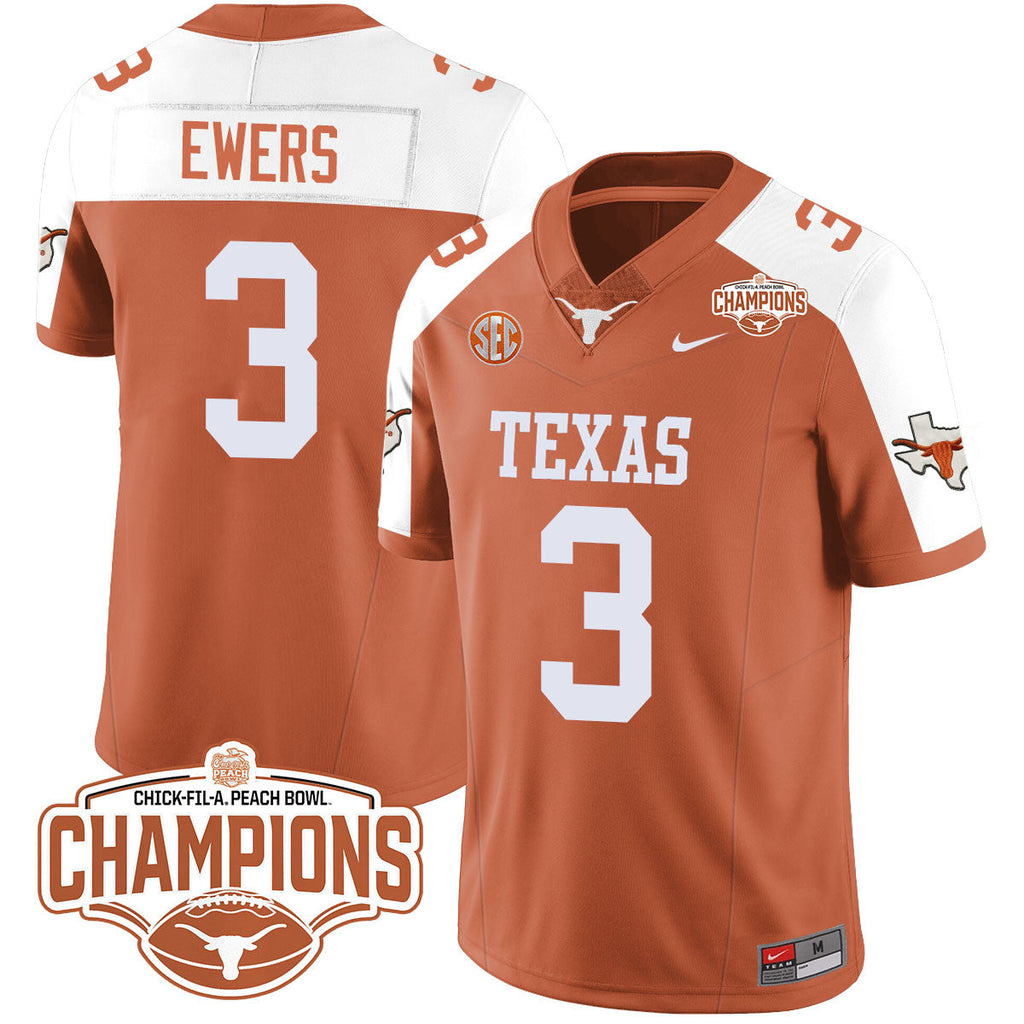 Men Texas Longhorns 2024 Peach Bowl Champions Jersey - All Stitched