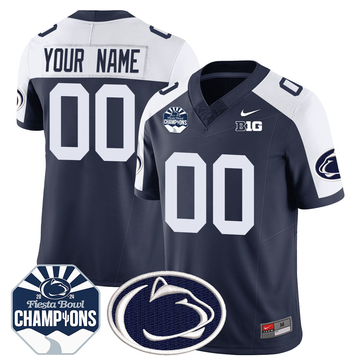 Custom Penn State Nittany Lions 2024 Fiesta Bowl Champions Jersey - All Stitched