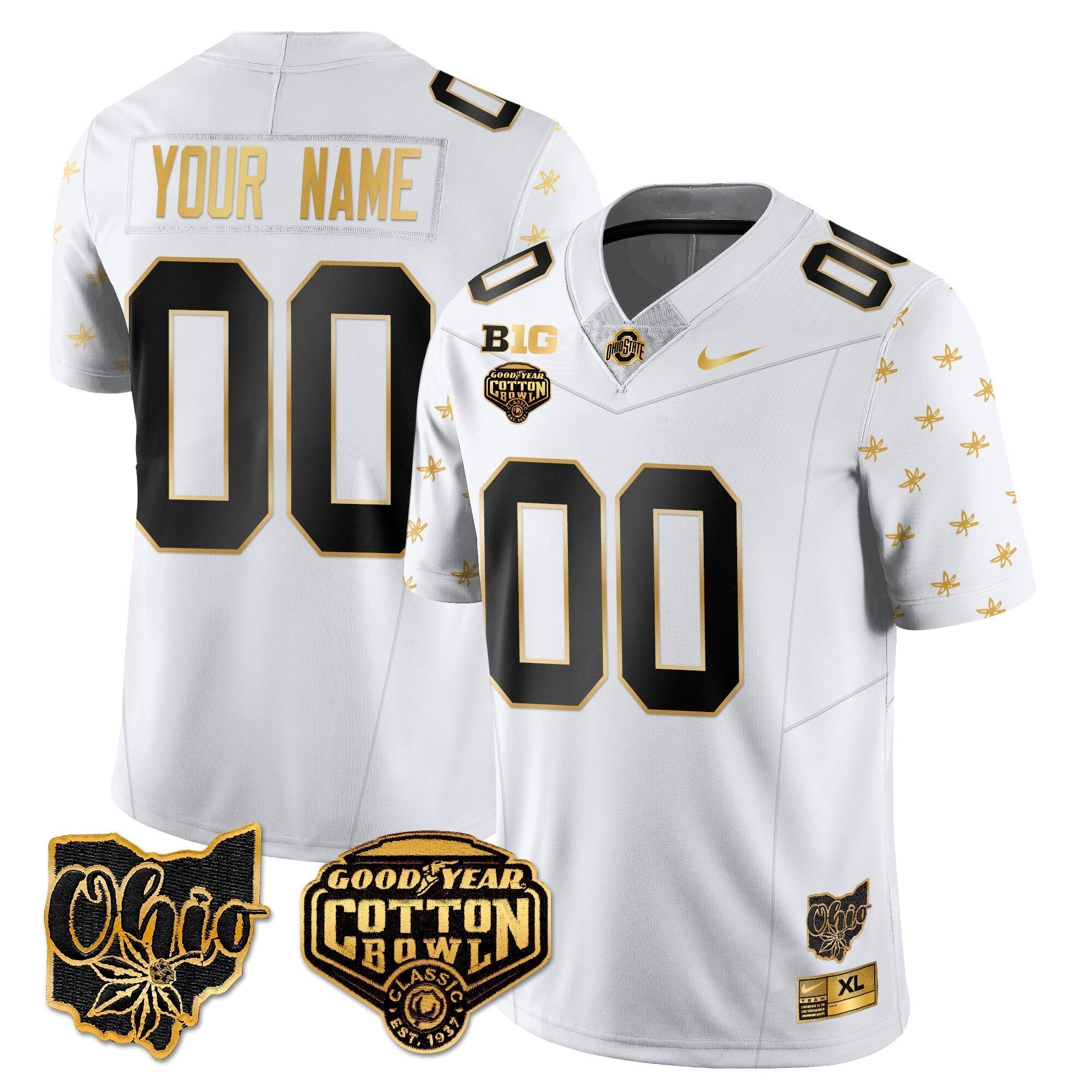 Custom Ohio State Buckeyes 2024 Cotton Bowl Classic Jersey Gold - All Stitched