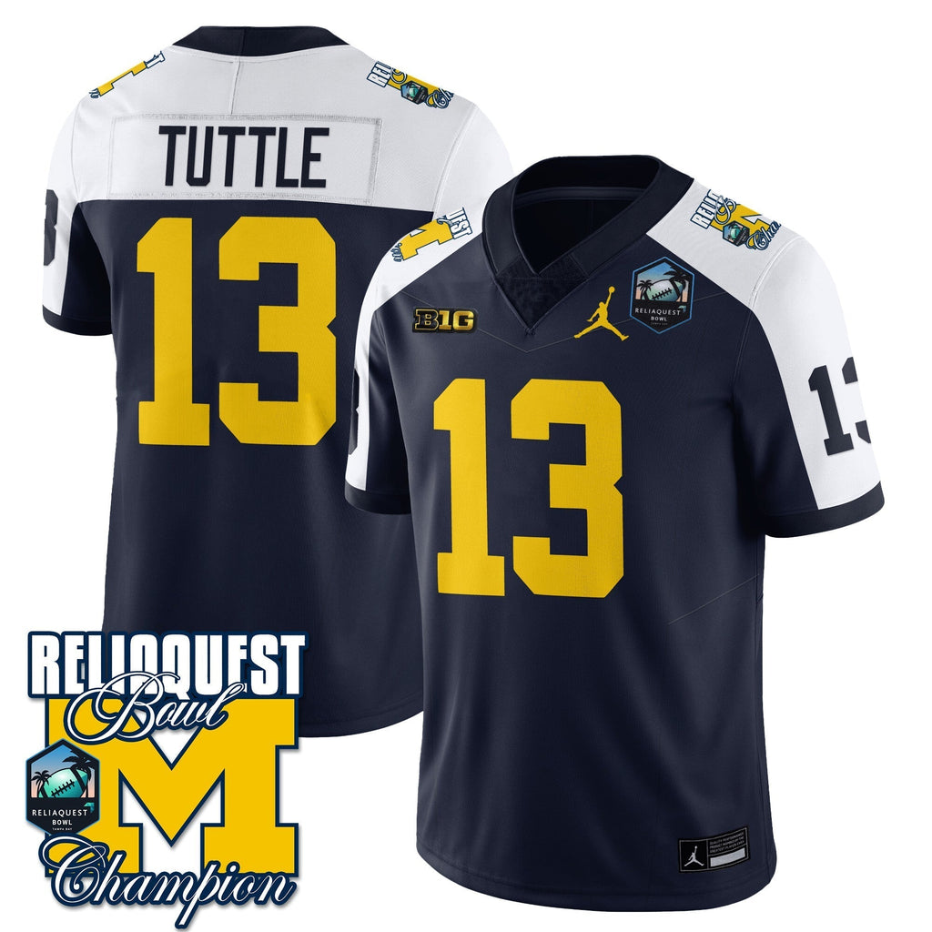 Men Michigan Wolverines 2024 ReliaQuest Bowl Champions Jersey - All Stitched