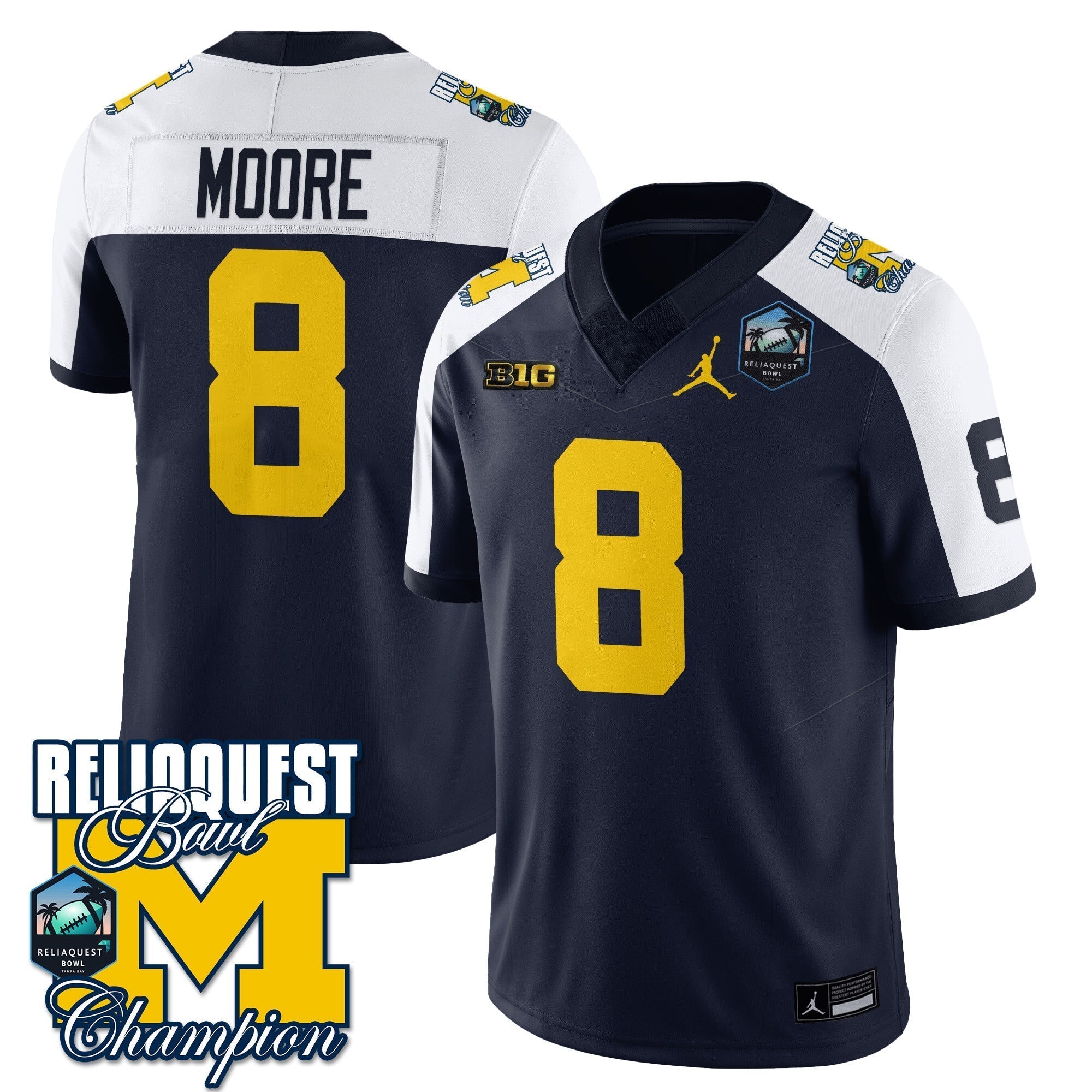 Men Michigan Wolverines 2024 ReliaQuest Bowl Champions Jersey - All Stitched