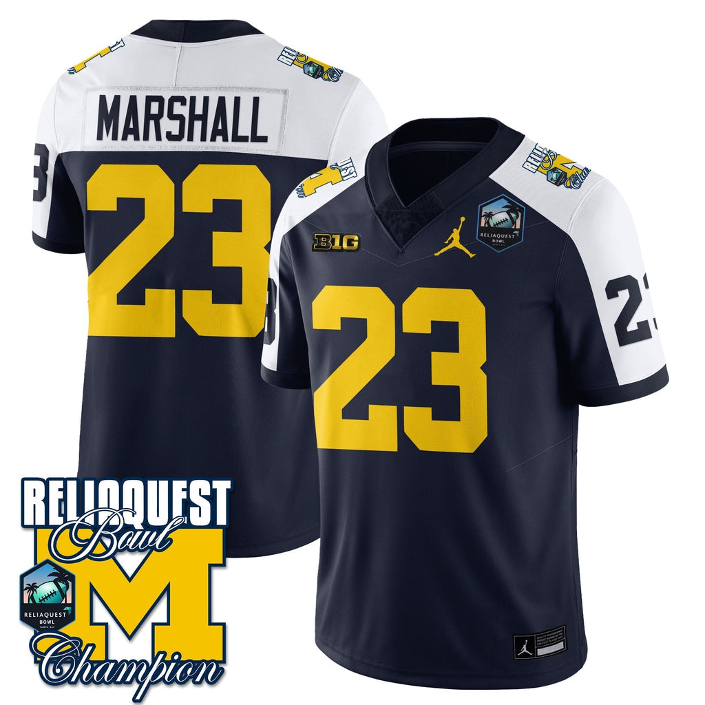 Men Michigan Wolverines 2024 ReliaQuest Bowl Champions Jersey - All Stitched