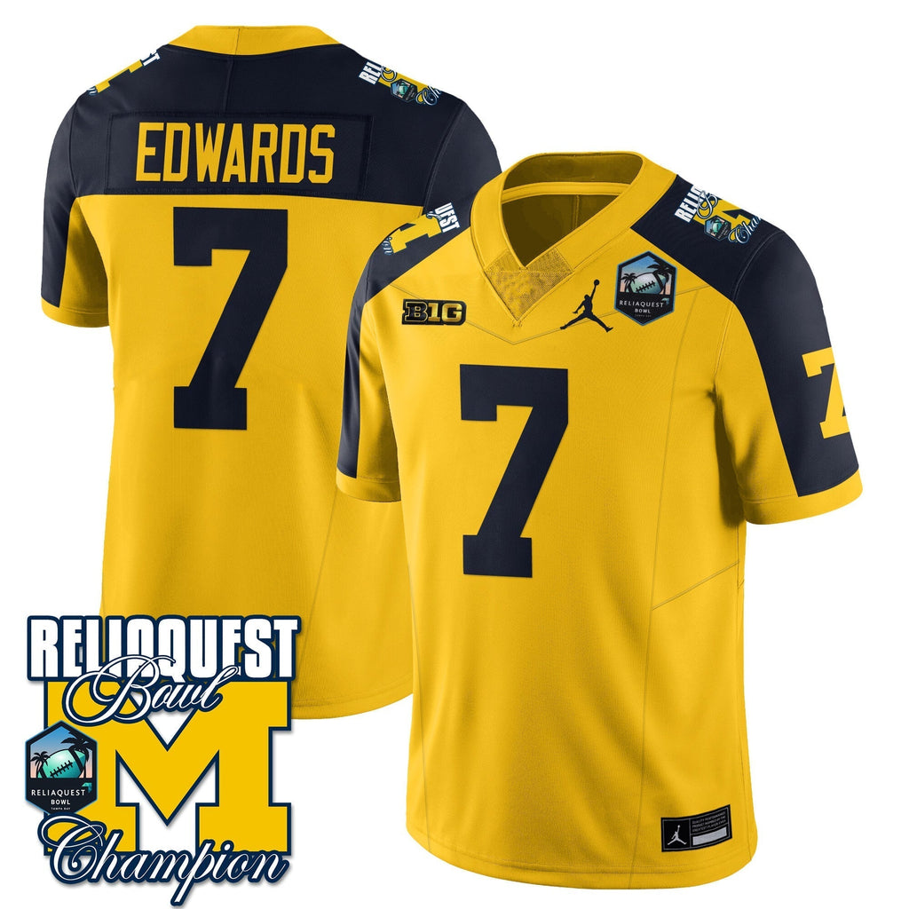 Men Michigan Wolverines 2024 ReliaQuest Bowl Champions Jersey - All Stitched