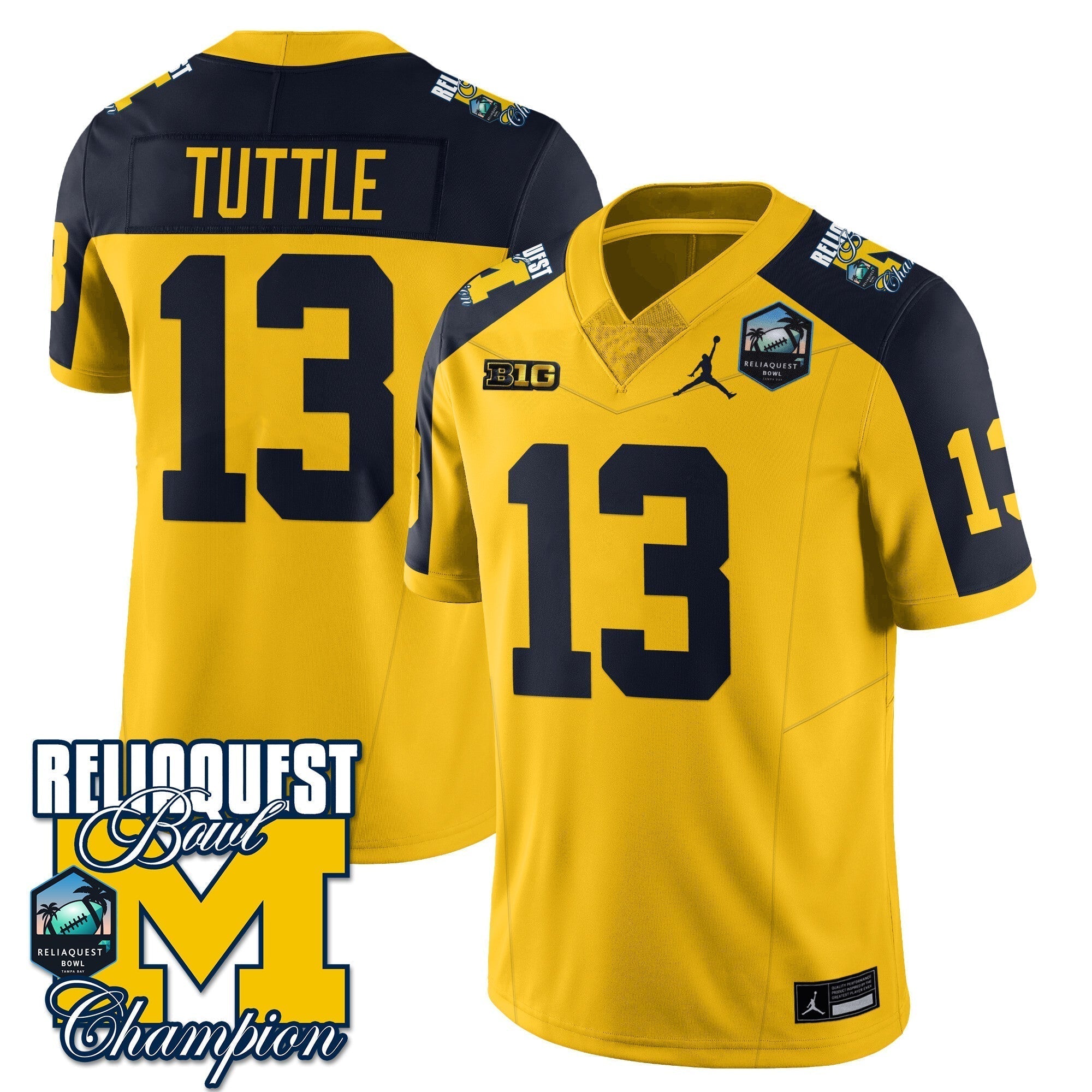 Men Michigan Wolverines 2024 ReliaQuest Bowl Champions Jersey - All Stitched