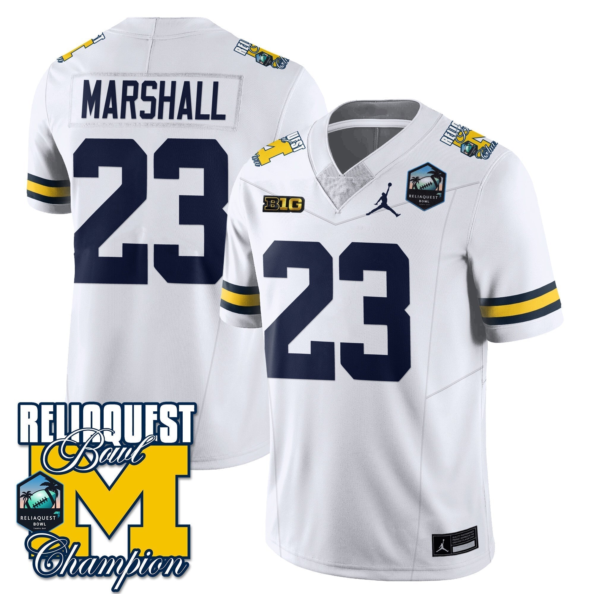 Men Michigan Wolverines 2024 ReliaQuest Bowl Champions Jersey - All Stitched