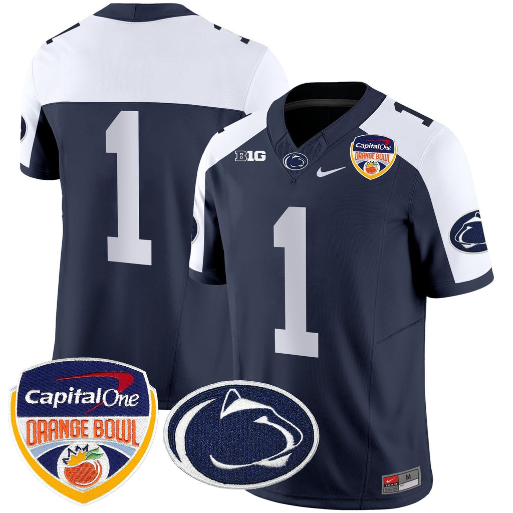 Men Penn State Nittany Lions Orange Bowl Patch Vapor Limited Jersey - All Stitched