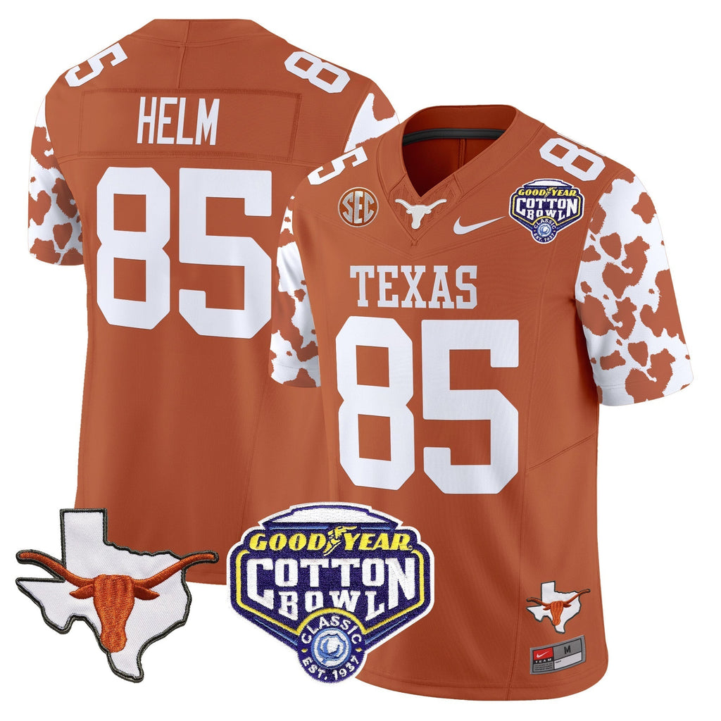 Men Texas Longhorns Cow Spots Cotton Bowl Patch Vapor Limited Jersey - All Stitched