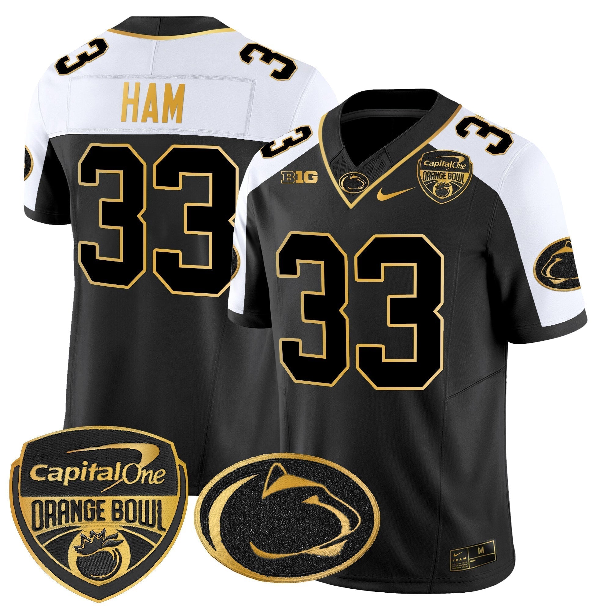 Men Penn State Nittany Lions Orange Bowl Patch Gold Vapor Limited Jersey - All Stitched