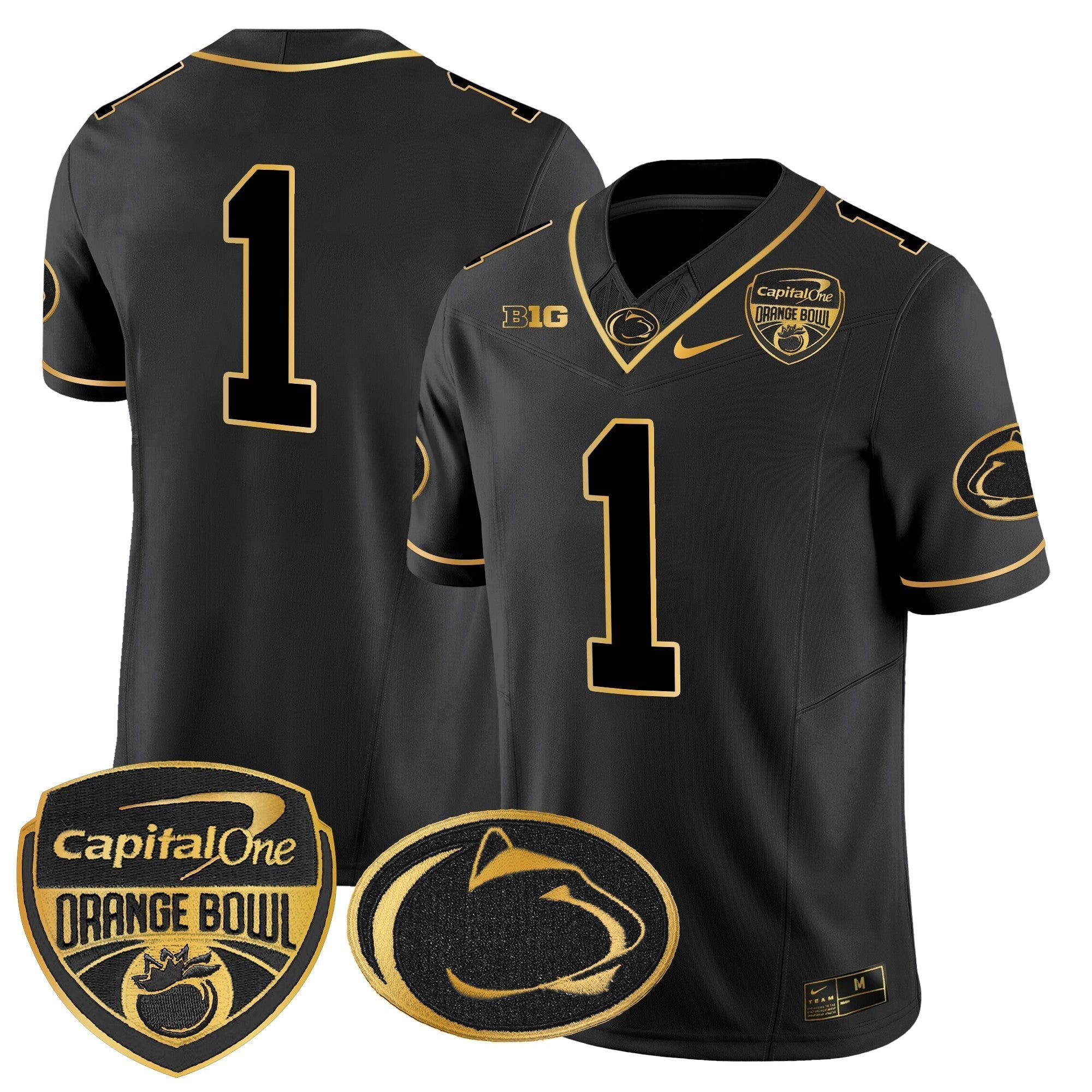 Men Penn State Nittany Lions Orange Bowl Patch Gold Vapor Limited Jersey - All Stitched