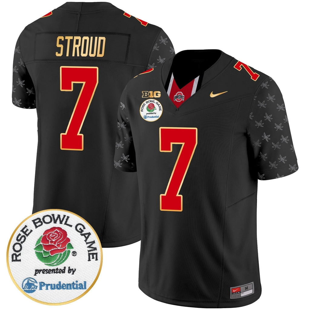 Men Ohio State Buckeyes Rose Bowl Gold Trim Vapor Limited Jersey - All Stitched
