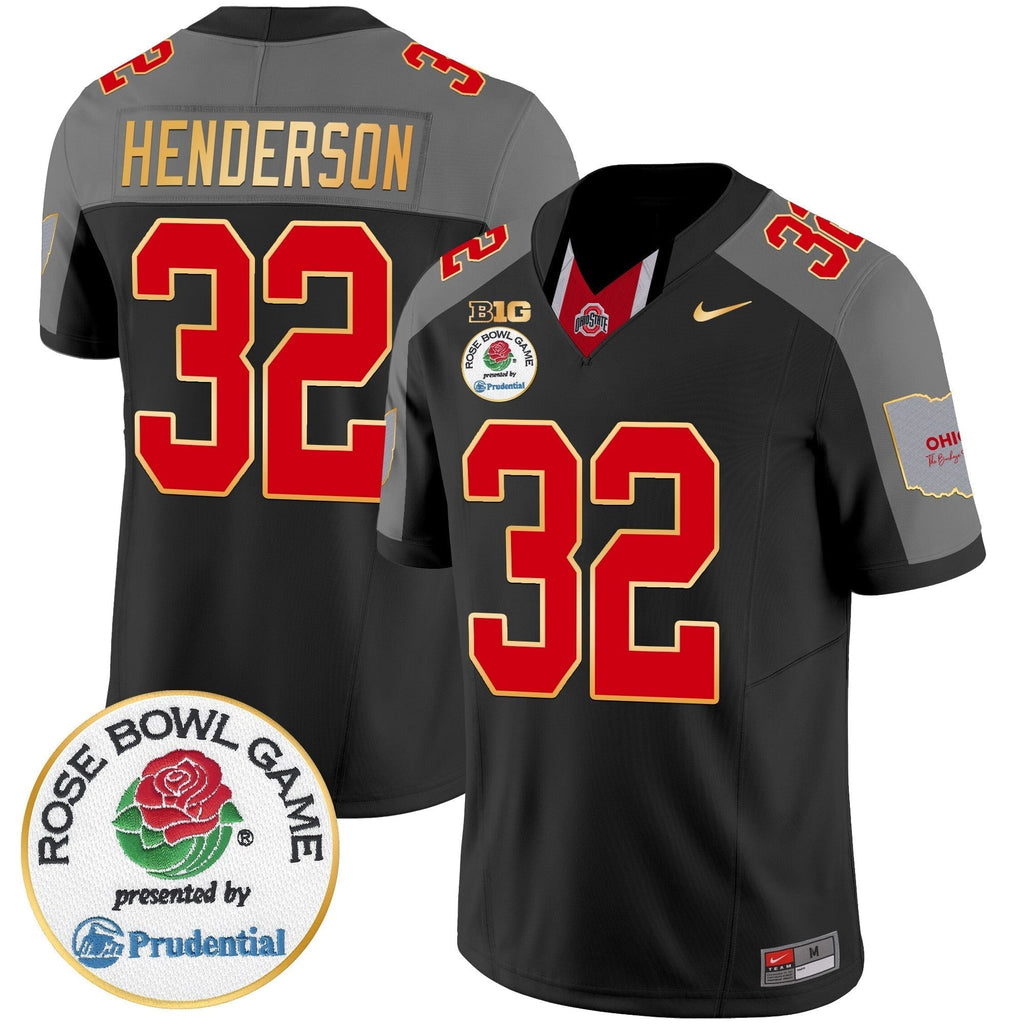 Men Ohio State Buckeyes Rose Bowl Gold Trim Vapor Limited Jersey - All Stitched