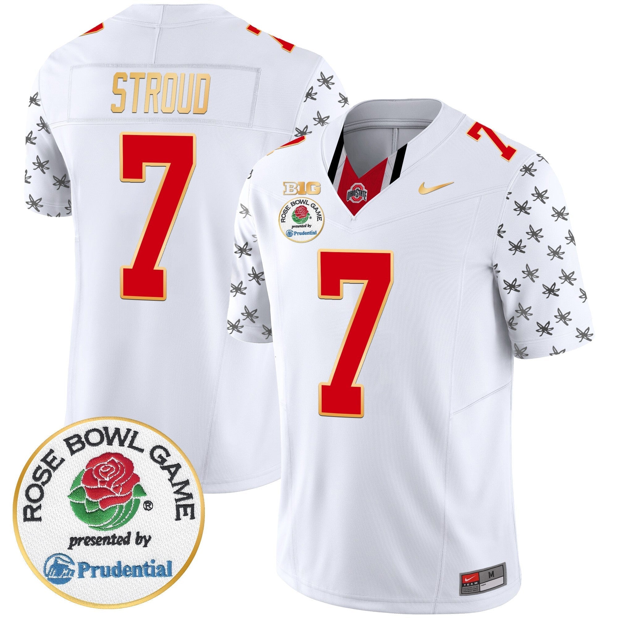 Men Ohio State Buckeyes Rose Bowl Gold Trim Vapor Limited Jersey - All Stitched