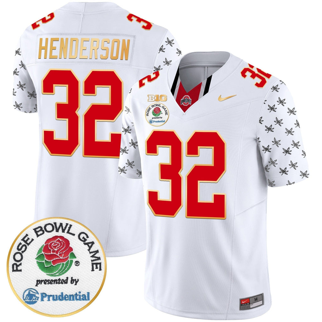 Men Ohio State Buckeyes Rose Bowl Gold Trim Vapor Limited Jersey - All Stitched