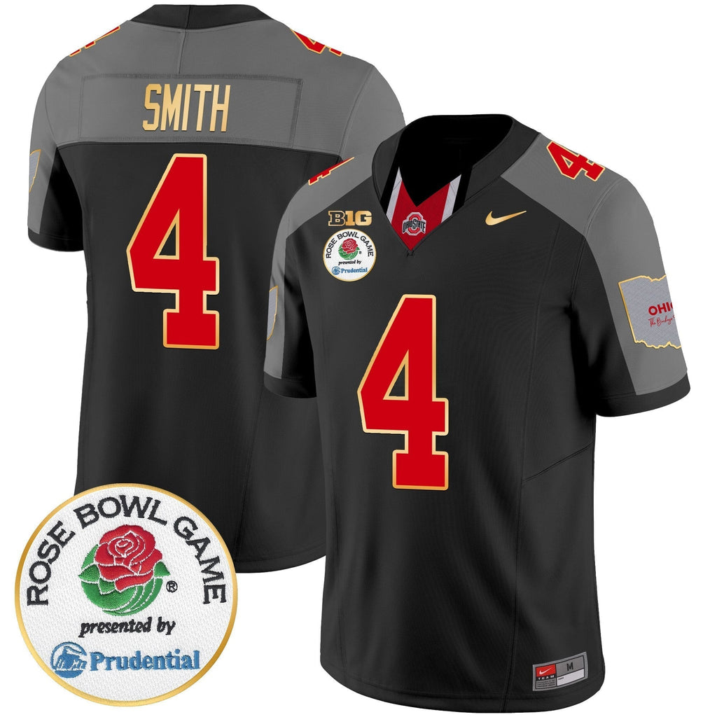 Men Ohio State Buckeyes Rose Bowl Gold Trim Vapor Limited Jersey - All Stitched