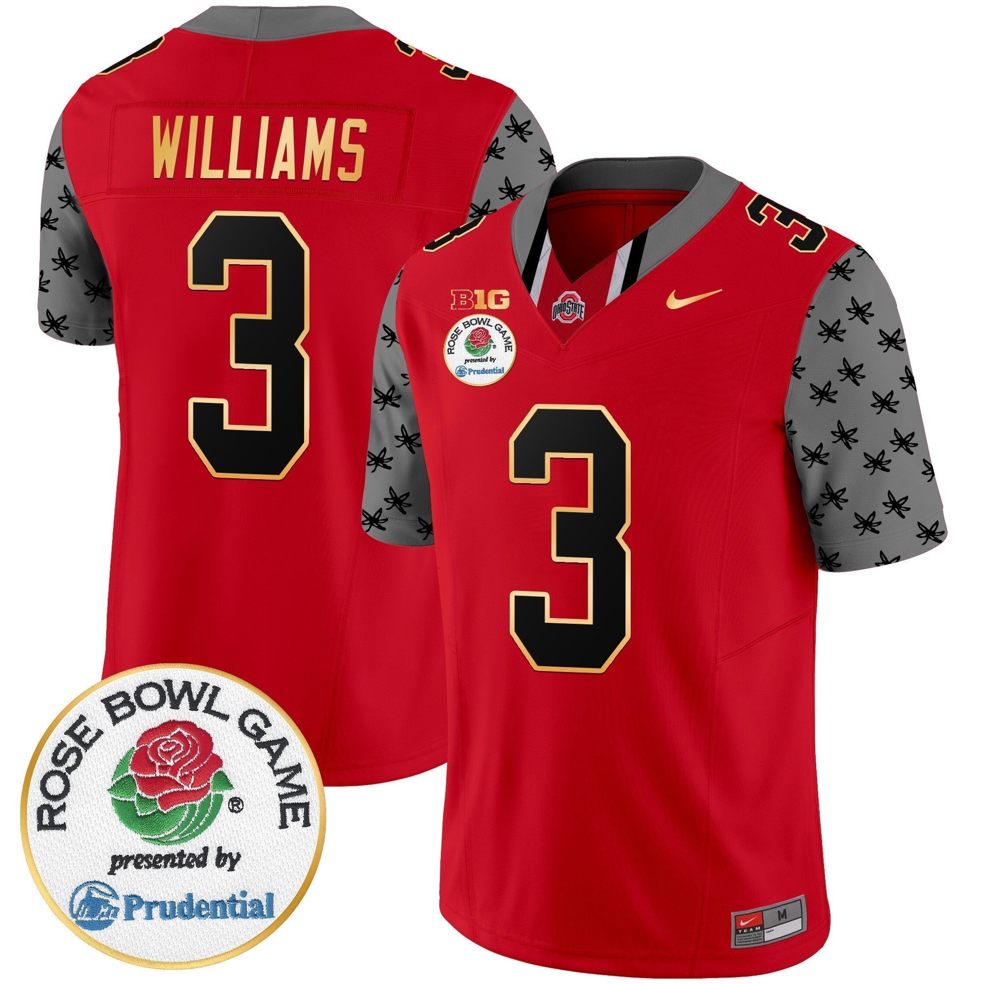 Men Ohio State Buckeyes Rose Bowl Gold Trim Vapor Limited Jersey - All Stitched