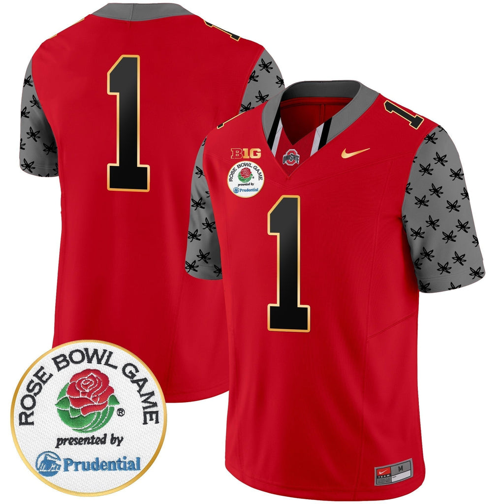 Men Ohio State Buckeyes Rose Bowl Gold Trim Vapor Limited Jersey - All Stitched