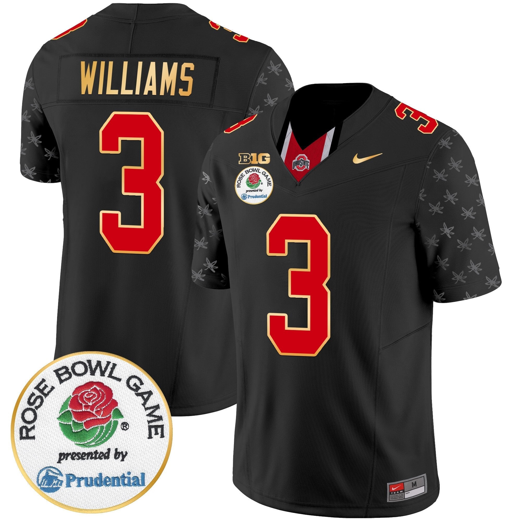 Men Ohio State Buckeyes Rose Bowl Gold Trim Vapor Limited Jersey - All Stitched