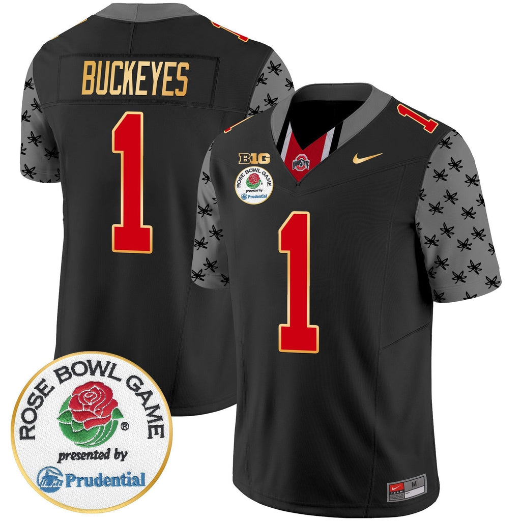 Men Ohio State Buckeyes Rose Bowl Gold Trim Vapor Limited Jersey - All Stitched