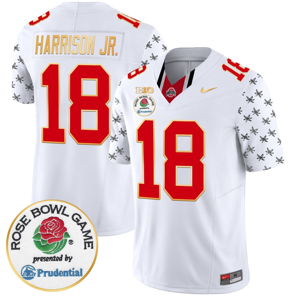 Men Ohio State Buckeyes Rose Bowl Gold Trim Vapor Limited Jersey - All Stitched