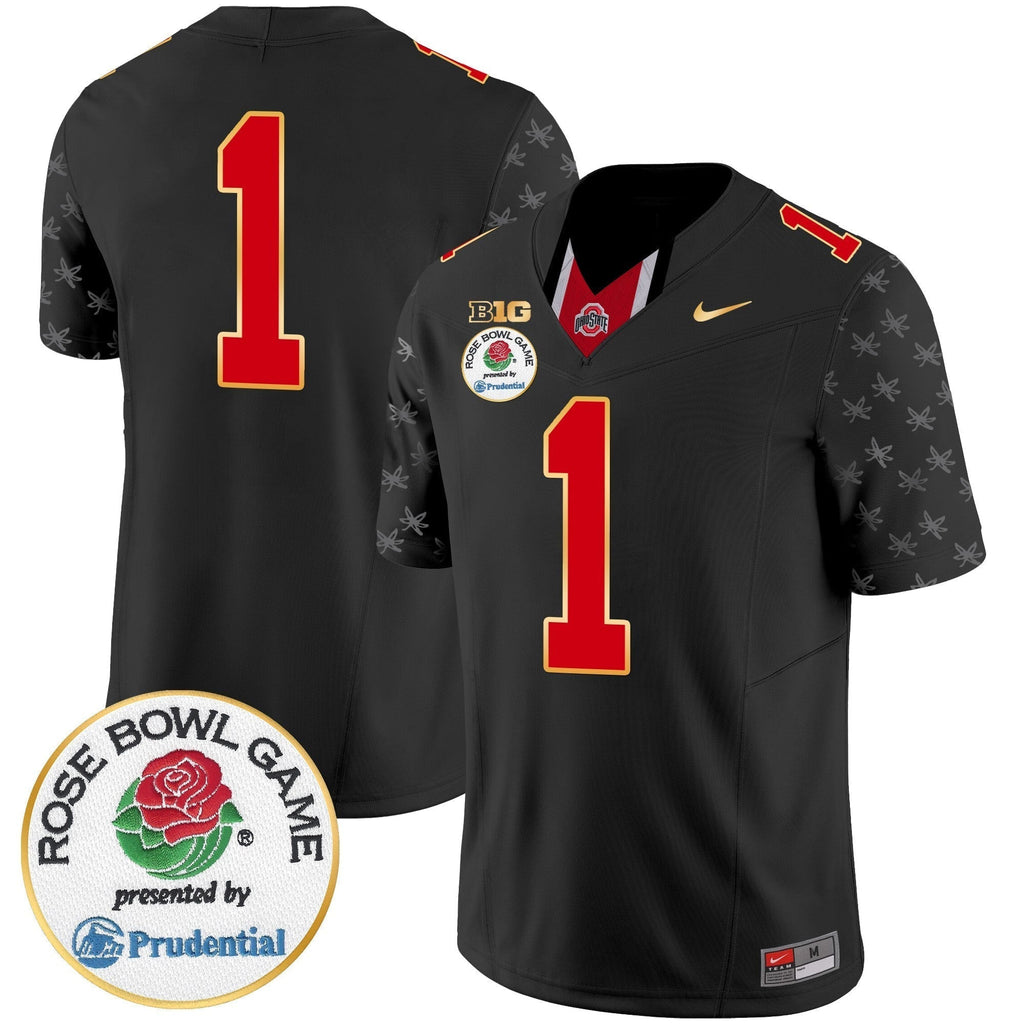 Men Ohio State Buckeyes Rose Bowl Gold Trim Vapor Limited Jersey - All Stitched