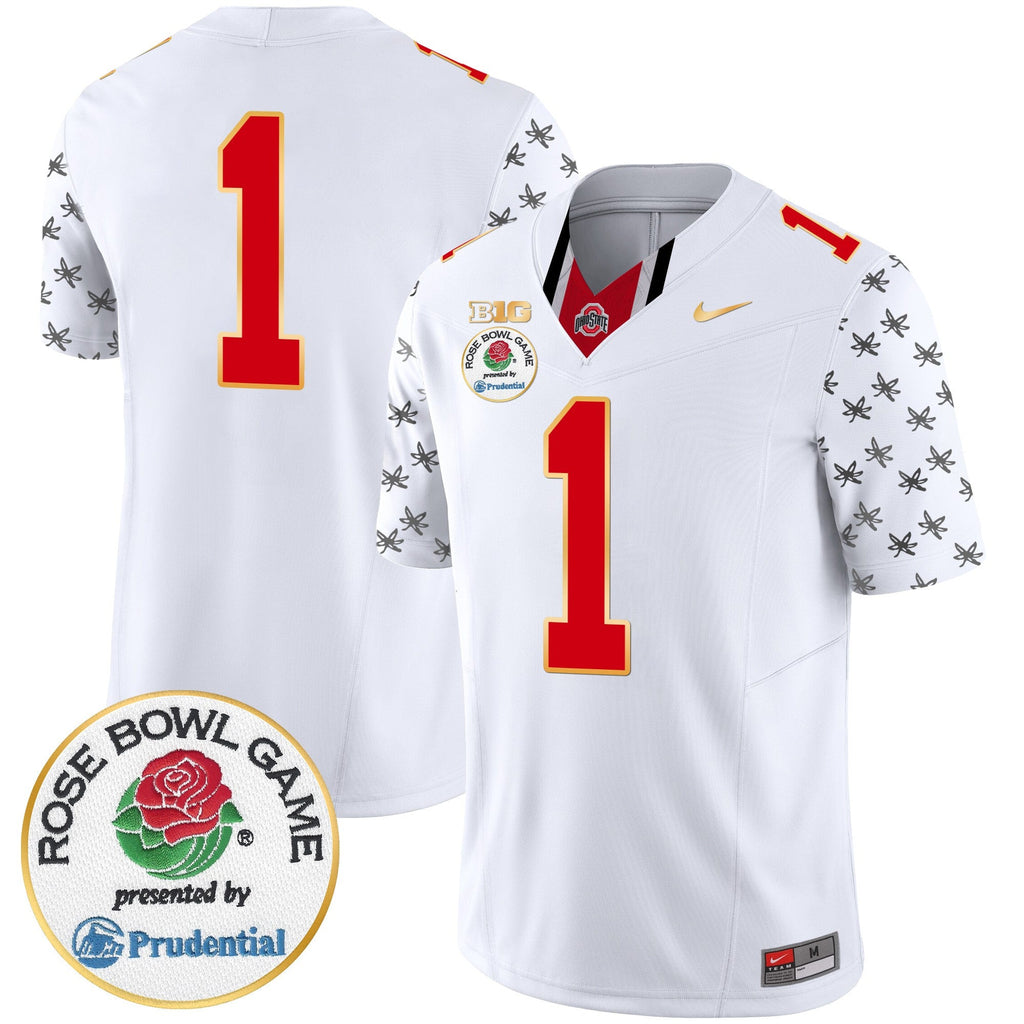 Men Ohio State Buckeyes Rose Bowl Gold Trim Vapor Limited Jersey - All Stitched