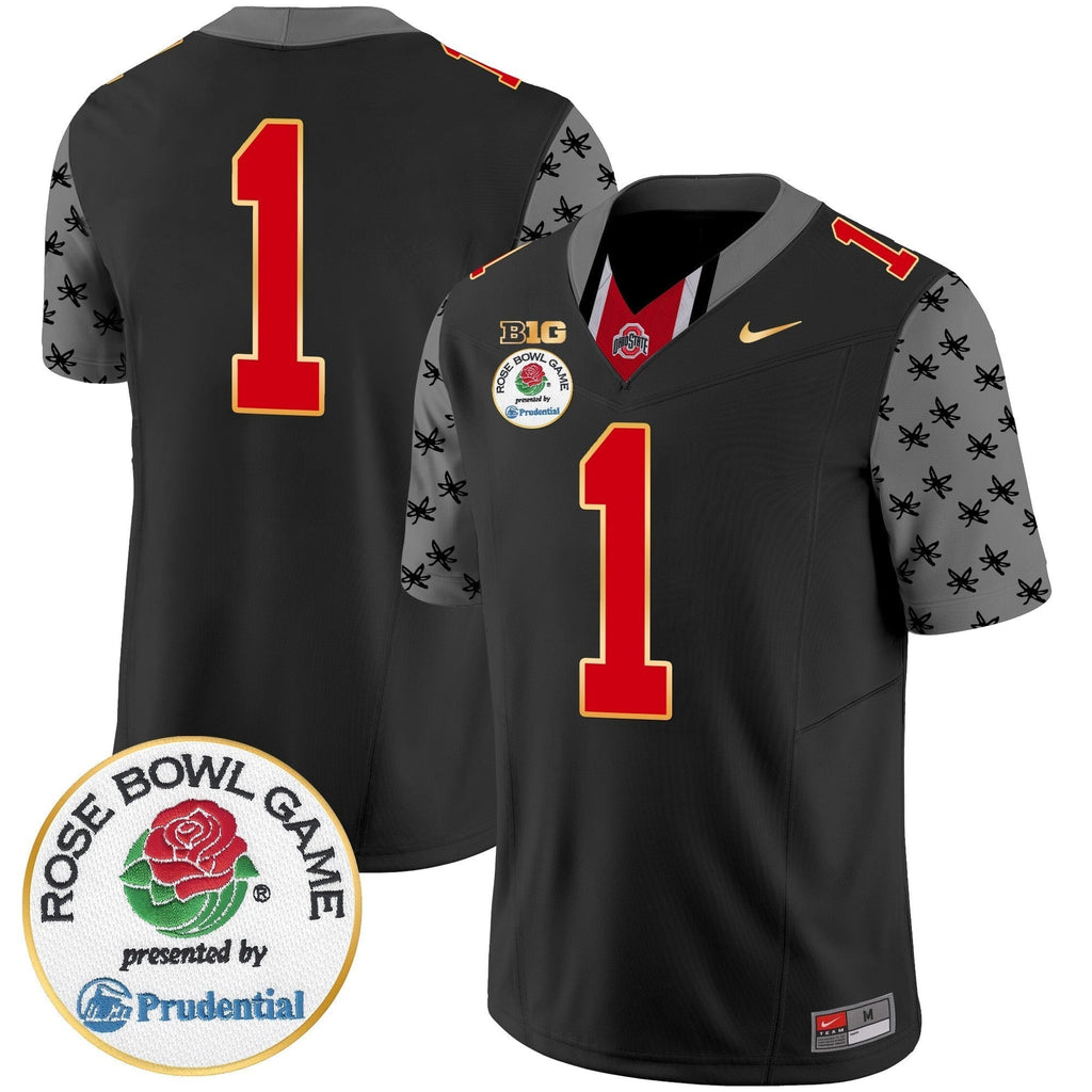 Men Ohio State Buckeyes Rose Bowl Gold Trim Vapor Limited Jersey - All Stitched