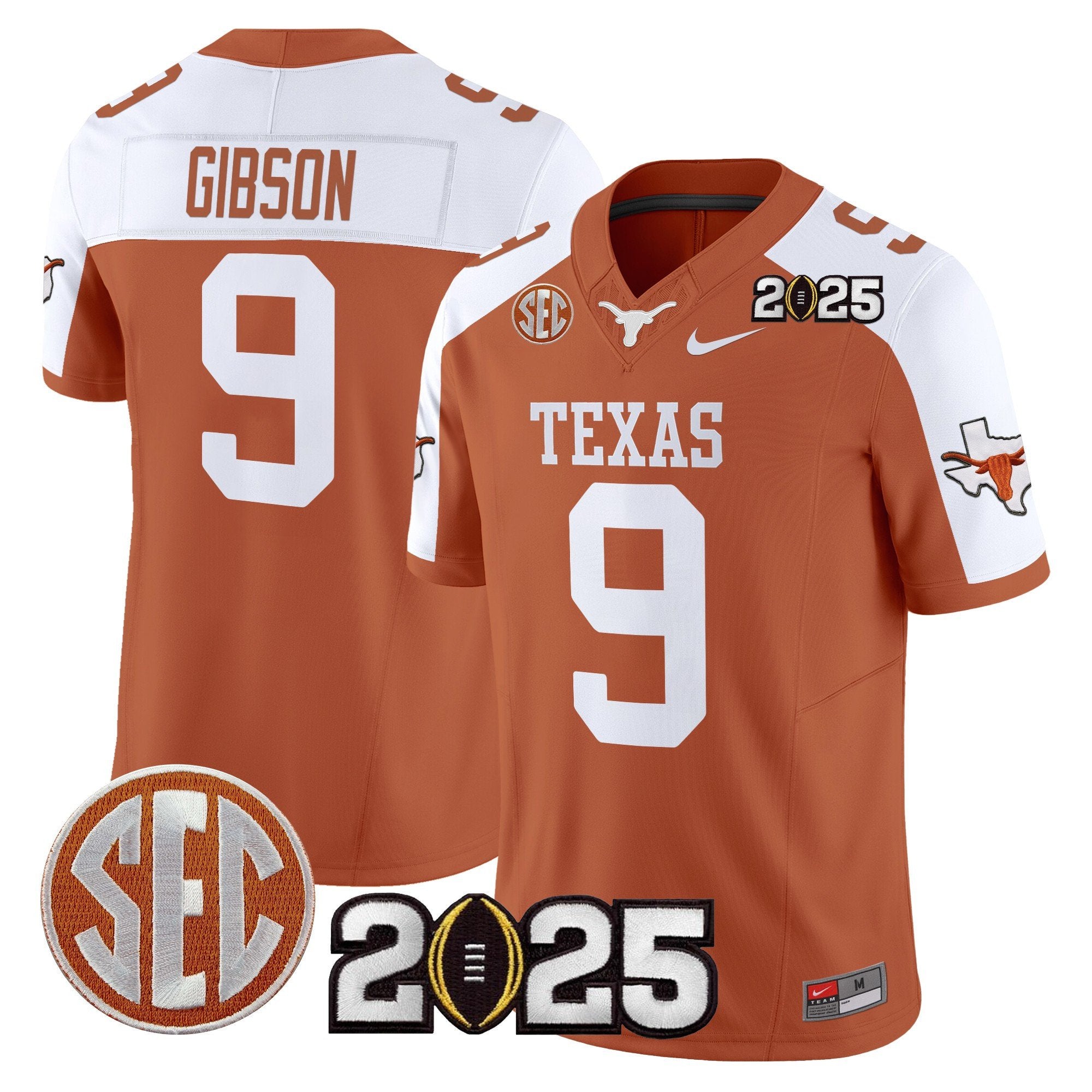 Men Texas Longhorns 2025 CFP Final Patch Vapor Limited Jersey - All Stitched